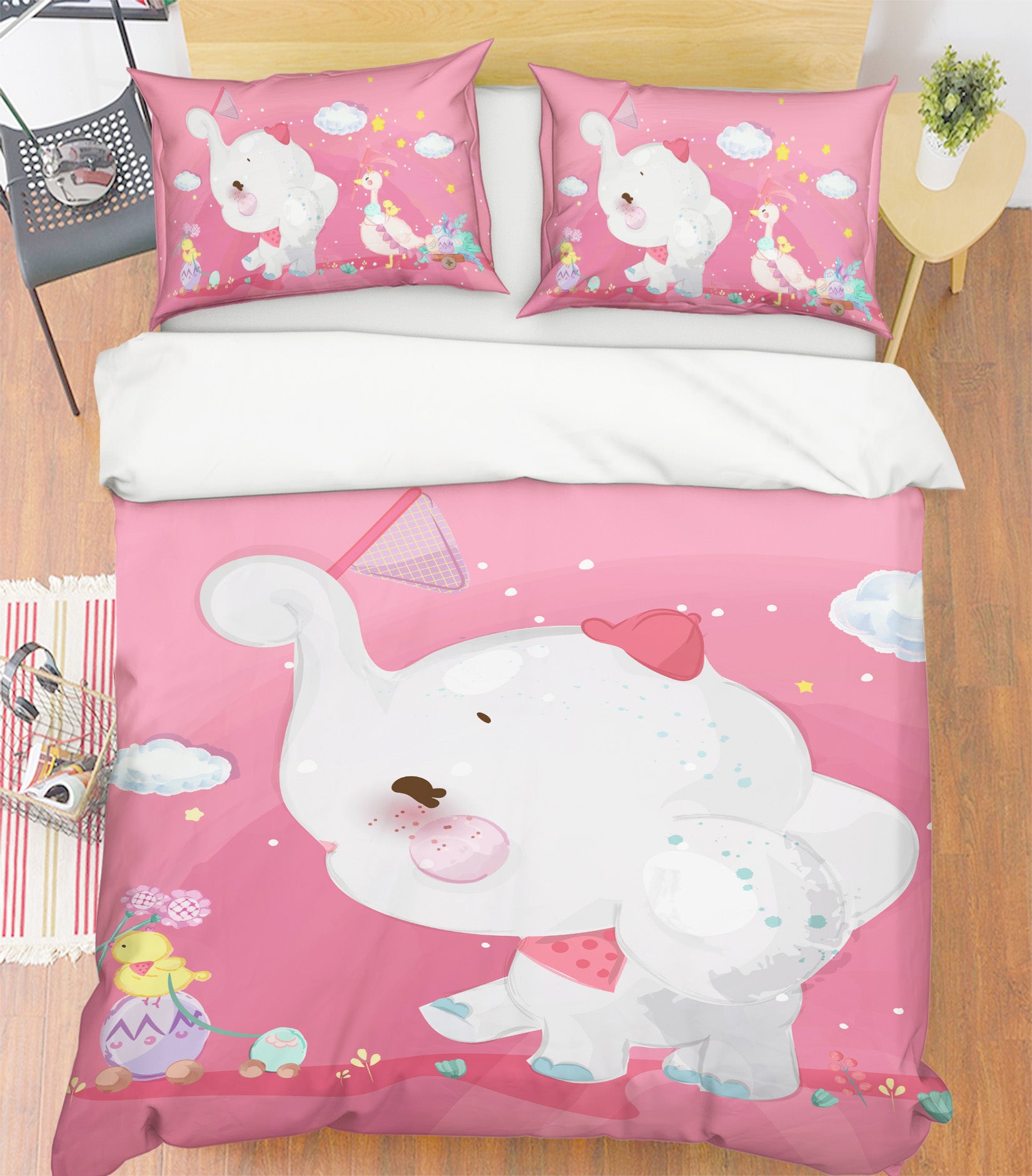3D White Elephant 61014 Bed Pillowcases Quilt