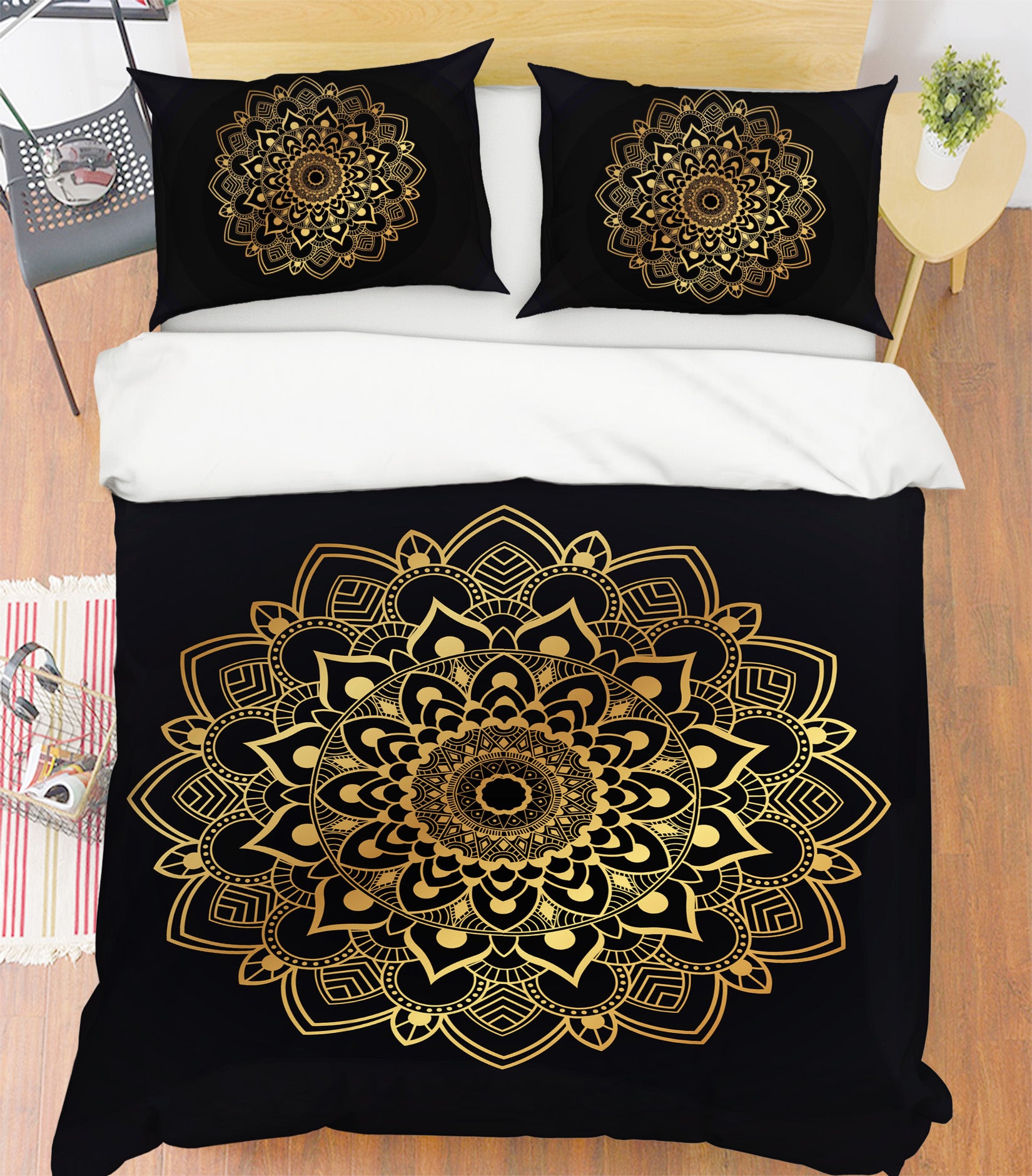 3D Golden Pattern 59069 Bed Pillowcases Quilt