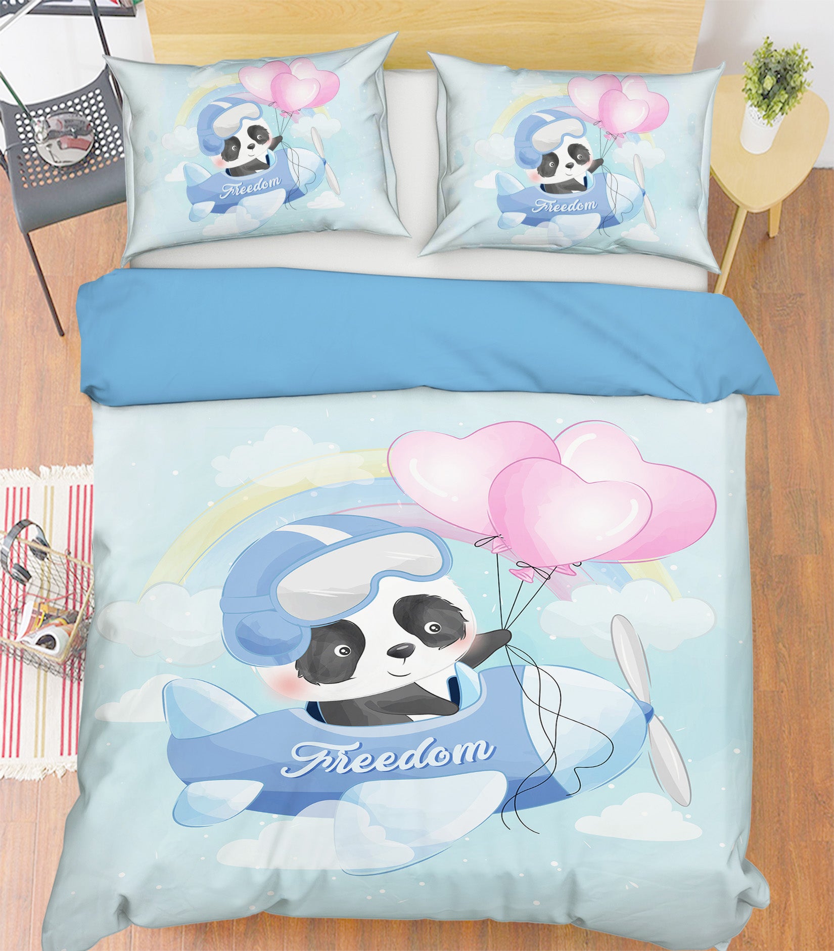 3D Airplane Panda Cloud 58215 Bed Pillowcases Quilt