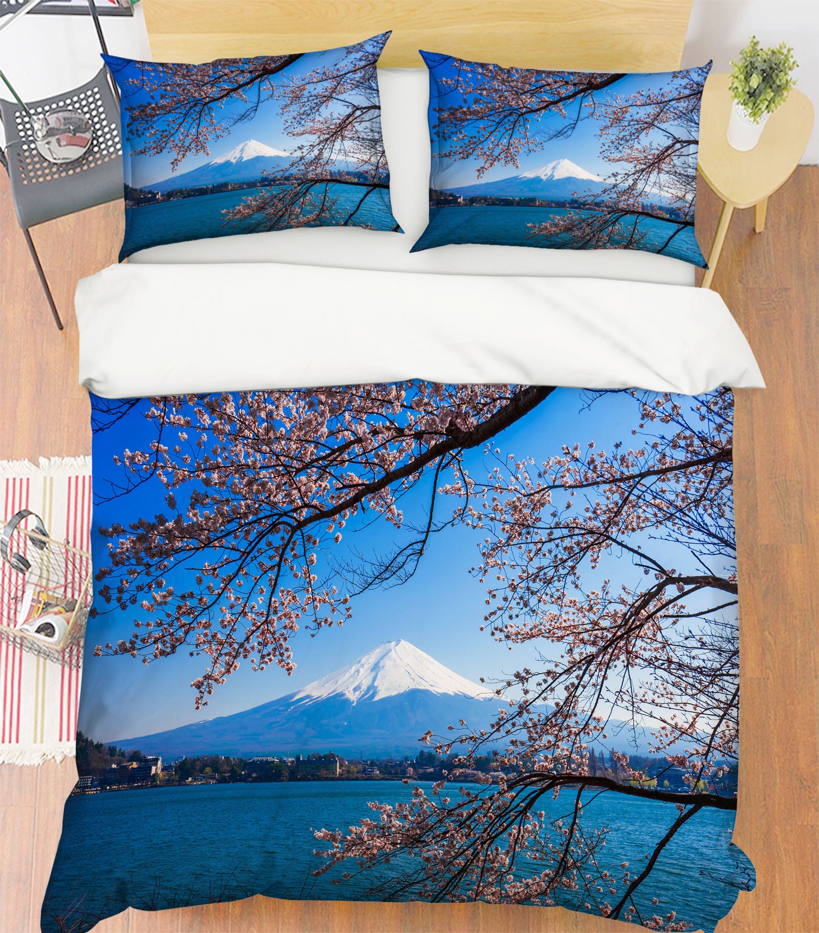 3D Snow Mountain Flower Branch 60233 Bed Pillowcases Quilt