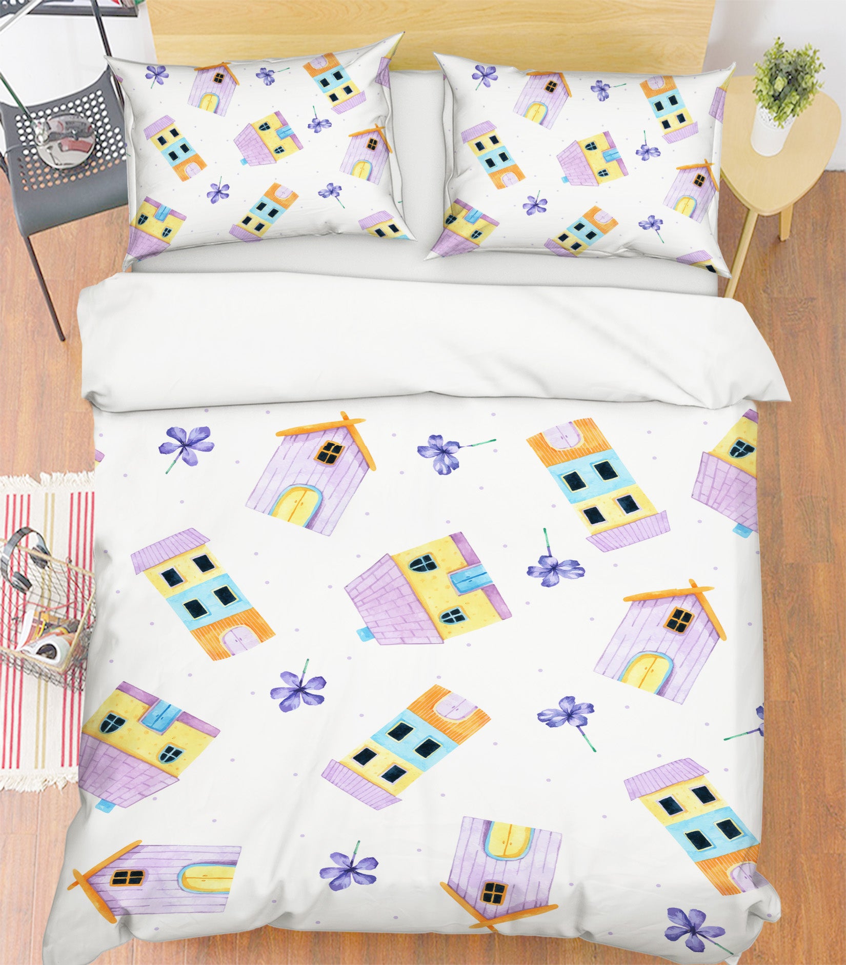 3D House Pattern 60222 Bed Pillowcases Quilt