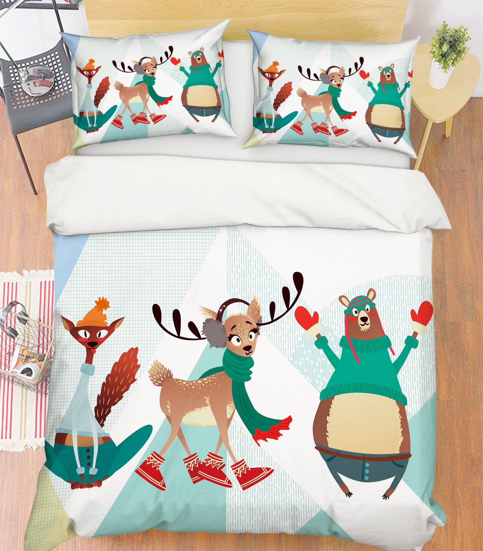 3D Deer Bear 13137 Bed Pillowcases Quilt