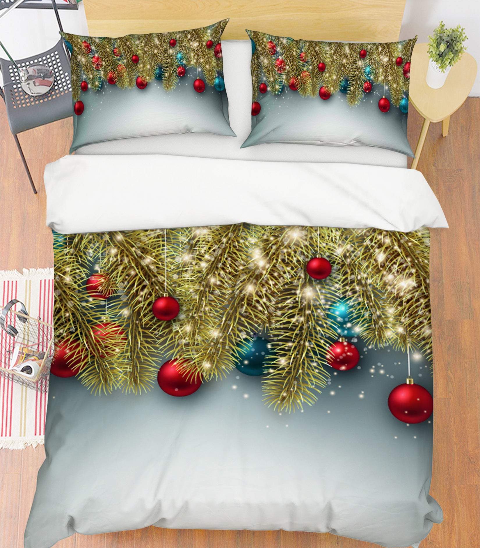 3D Golden Branches 51135 Christmas Quilt Duvet Cover Xmas Bed Pillowcases