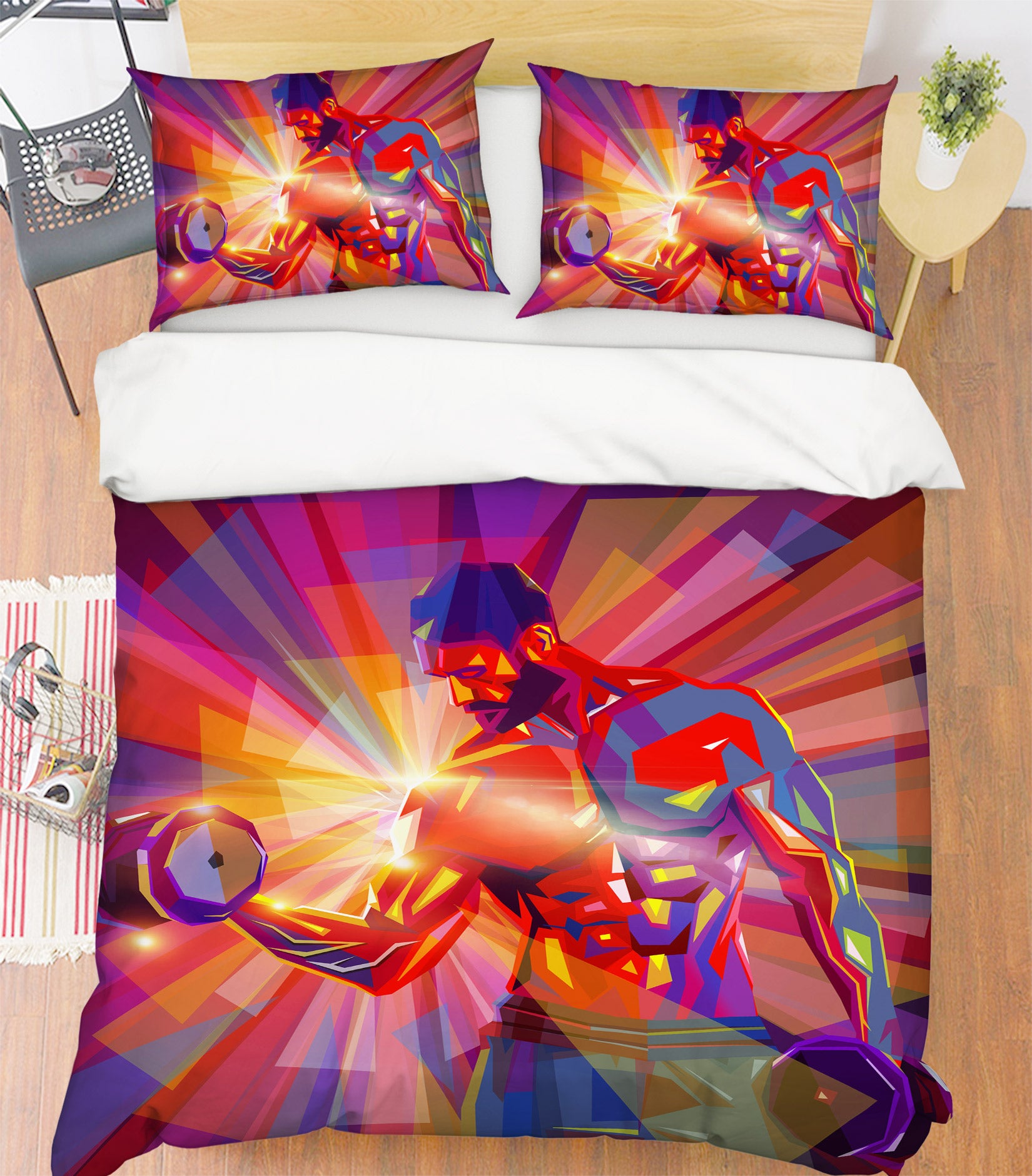3D Lift Dumbbells 14128 Bed Pillowcases Quilt