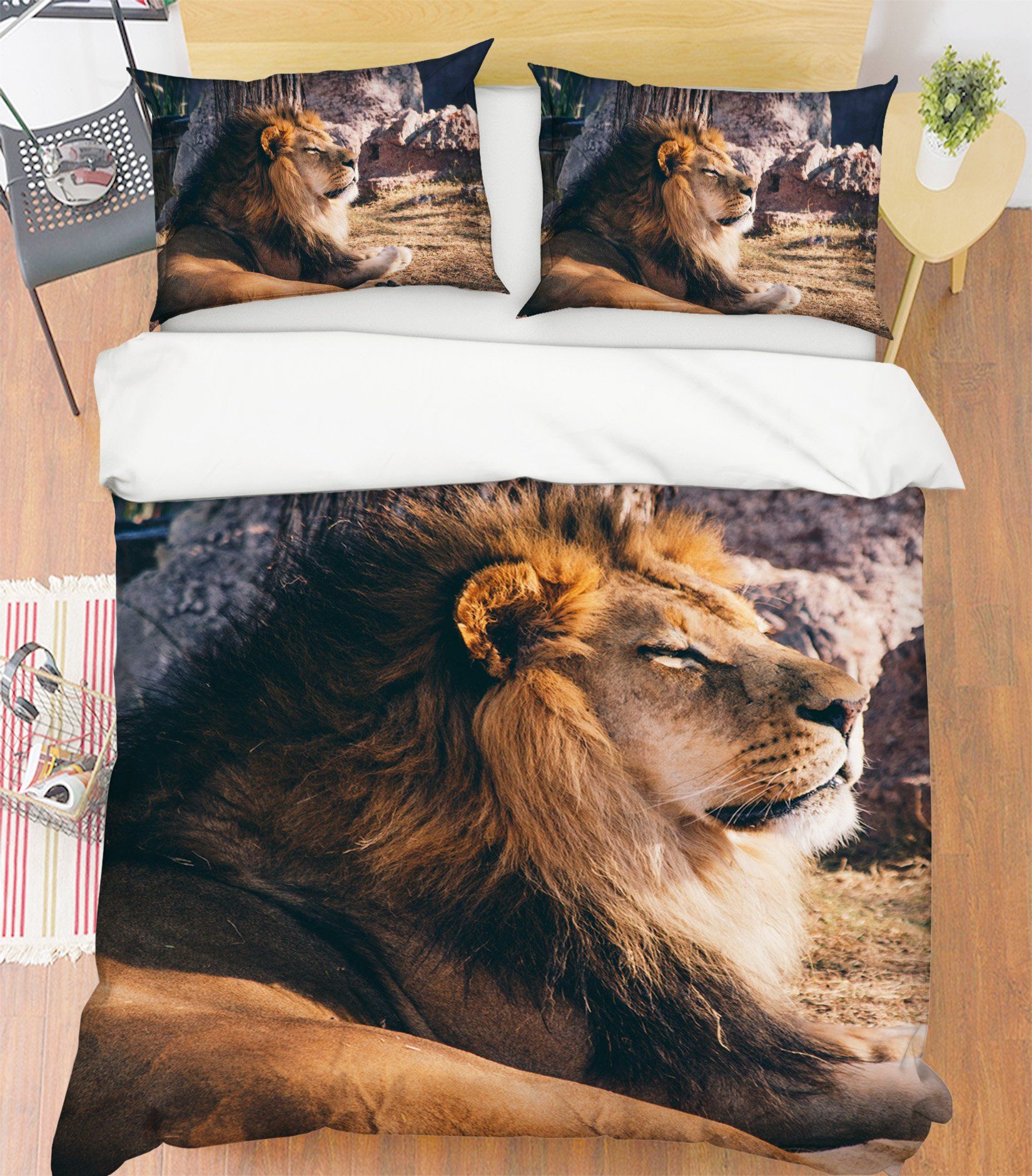 3D Lion 1973 Bed Pillowcases Quilt Quiet Covers AJ Creativity Home 