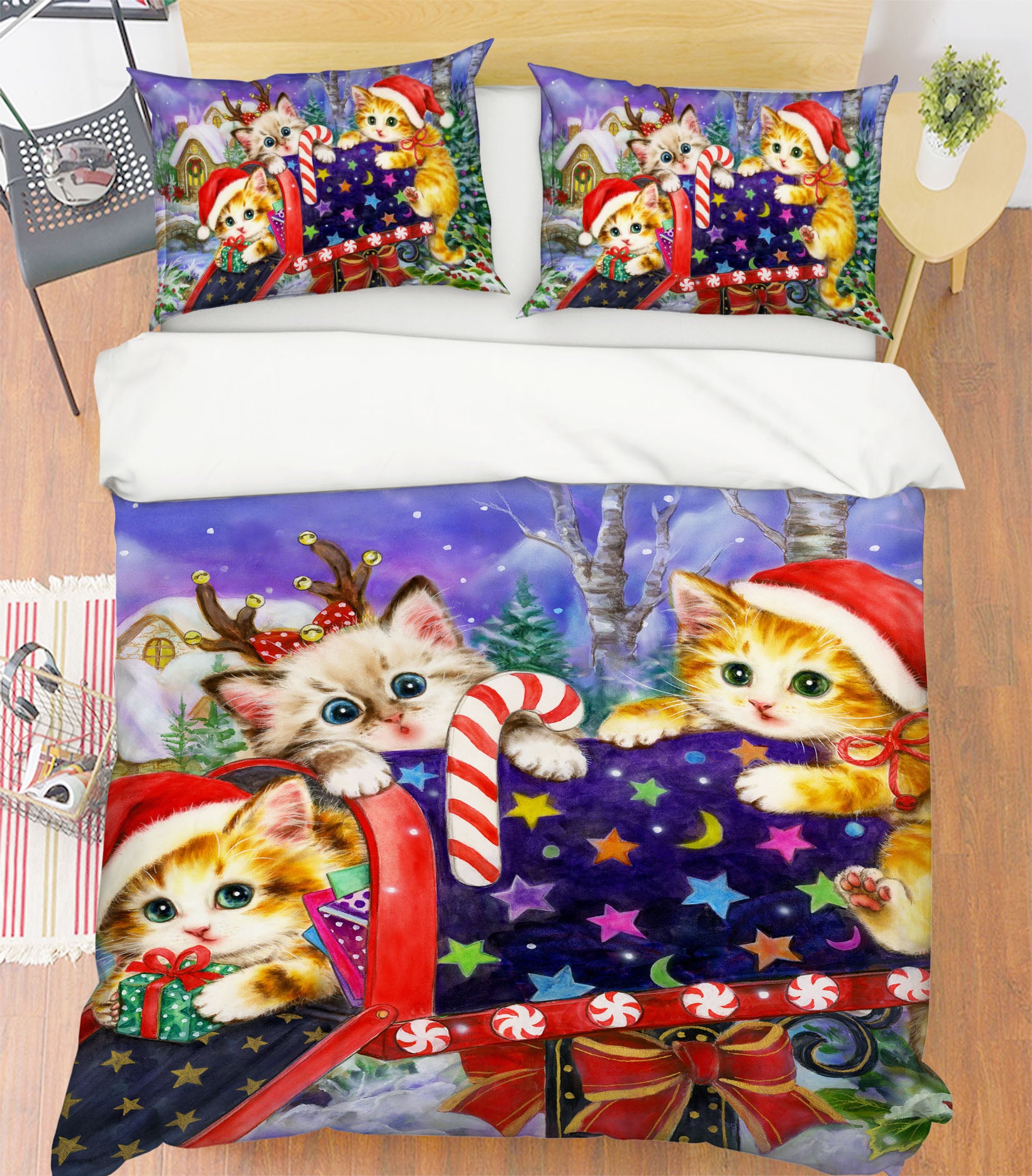 3D Christmas Cat 5919 Kayomi Harai Bedding Bed Pillowcases Quilt Cover Duvet Cover
