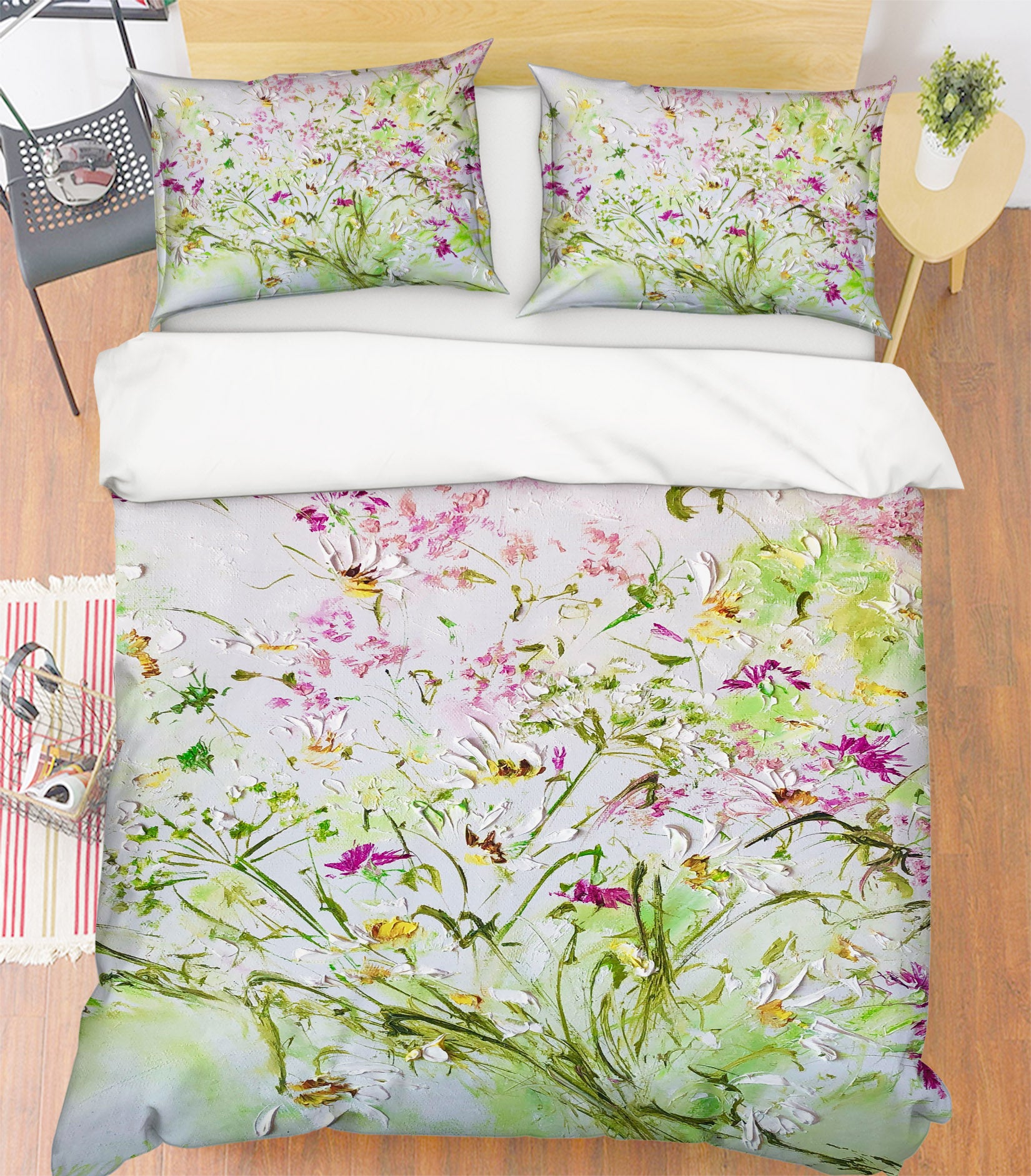 3D Watercolor Pink Flowers 521 Skromova Marina Bedding Bed Pillowcases Quilt