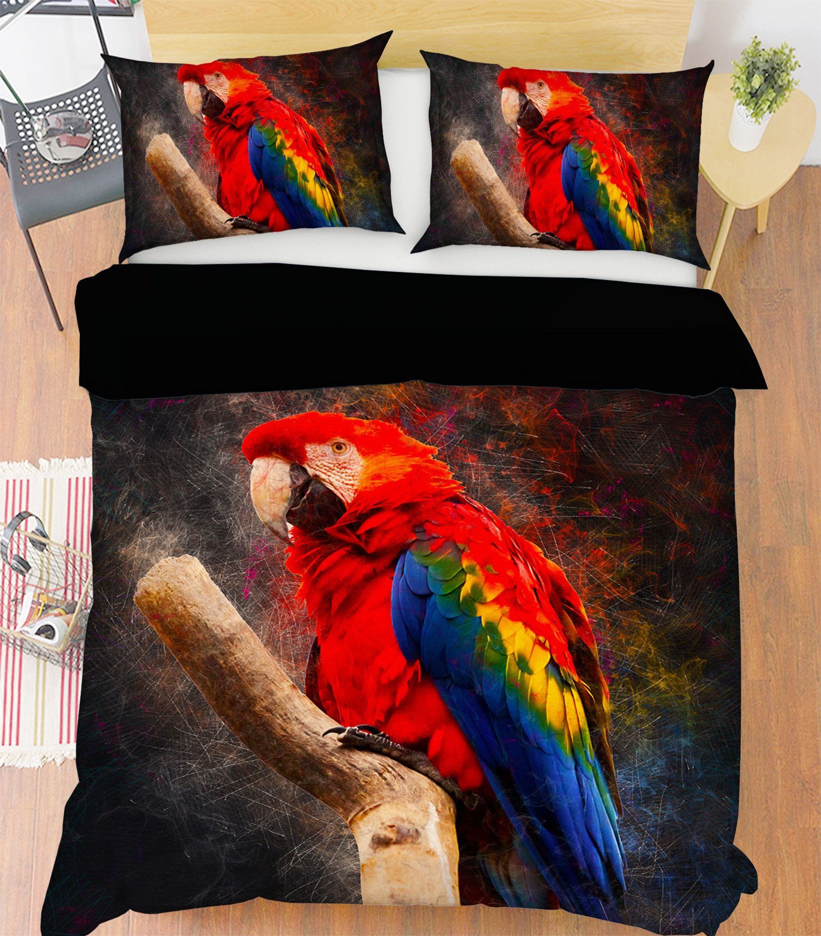 3D Colorful Parrot 1919 Bed Pillowcases Quilt Quiet Covers AJ Creativity Home 
