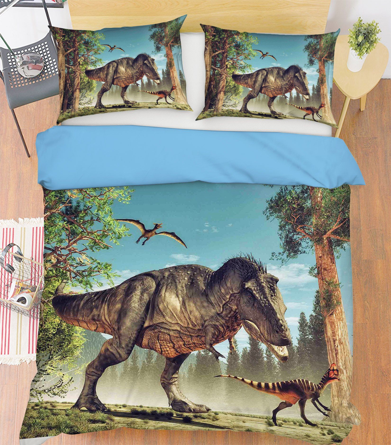 3D Tyrannosaurus Pterosaur 094 Bed Pillowcases Quilt Wallpaper AJ Wallpaper 