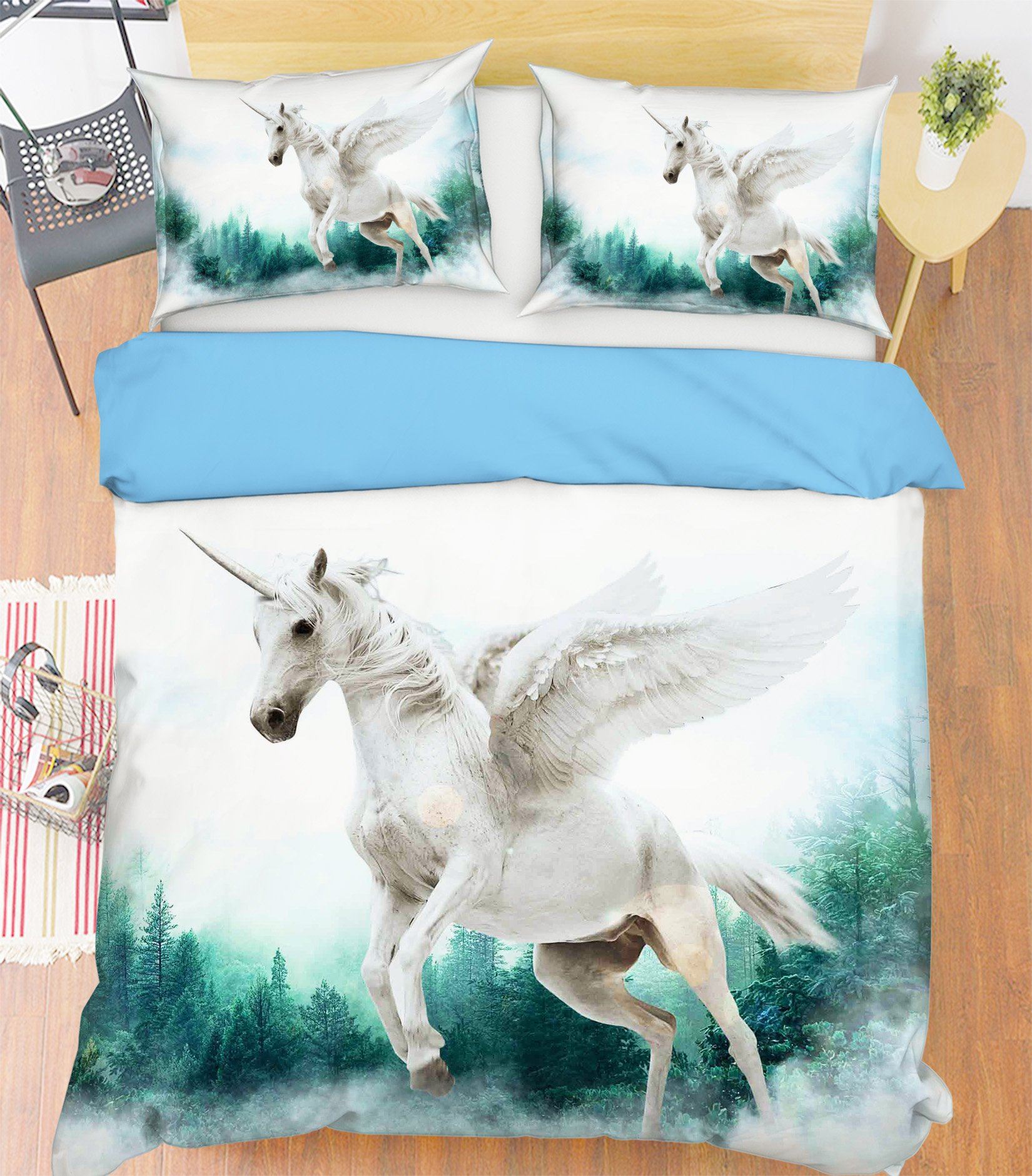3D Spread Wings Unicorn 020 Bed Pillowcases Quilt Wallpaper AJ Wallpaper 