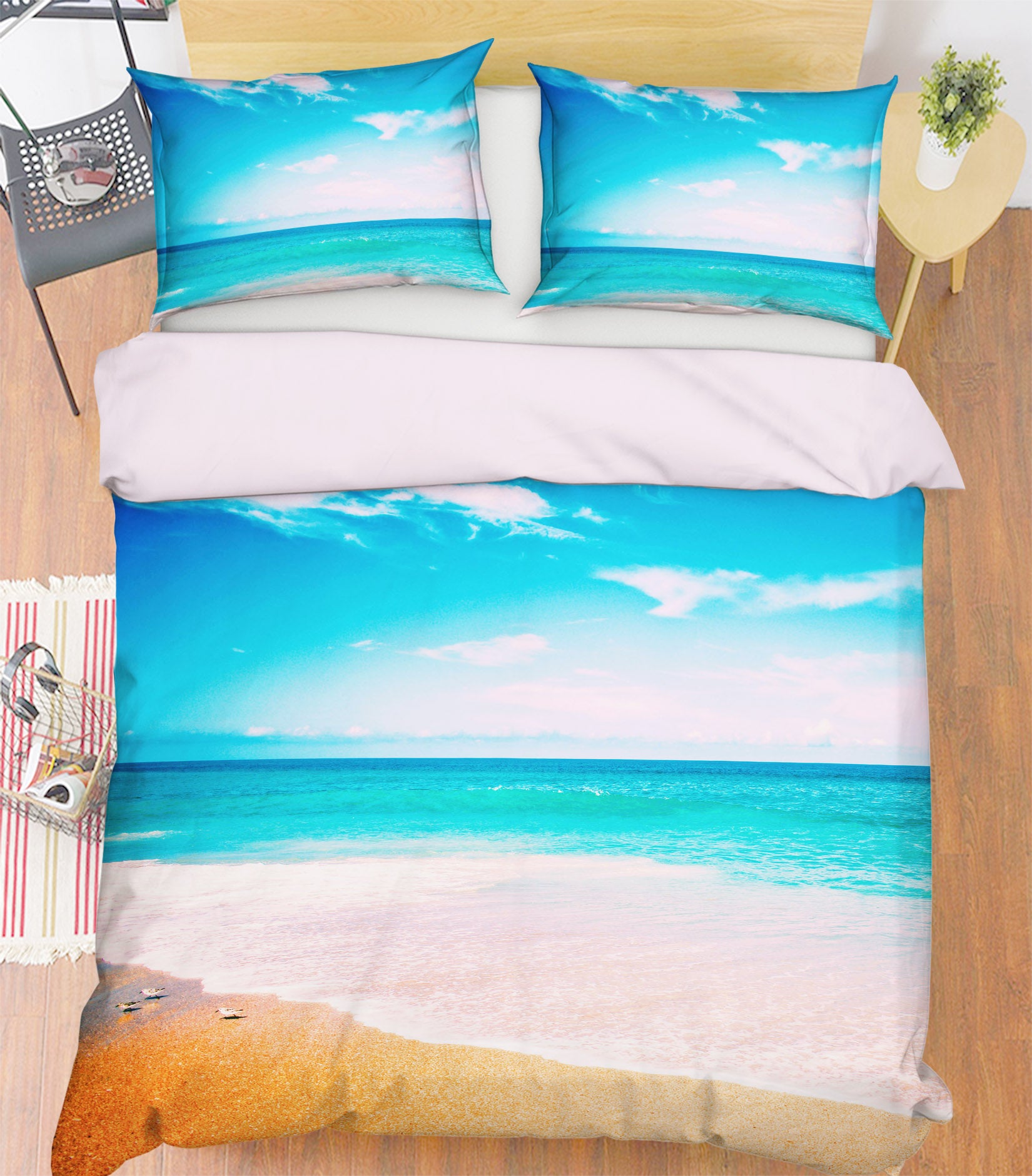 3D Beach Sea Tide 16067 Bed Pillowcases Quilt