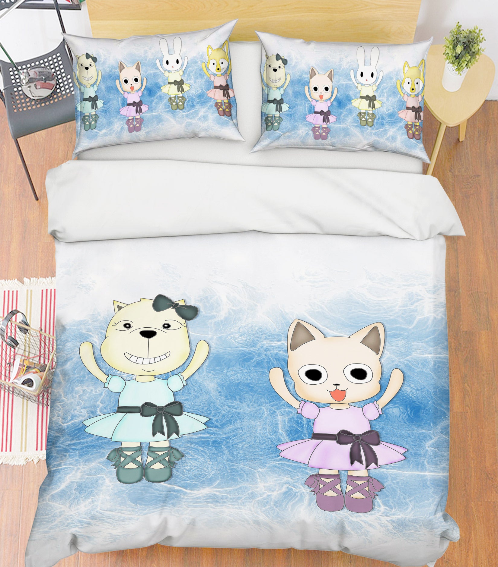 3D Cartoon Cat 13089 Bed Pillowcases Quilt