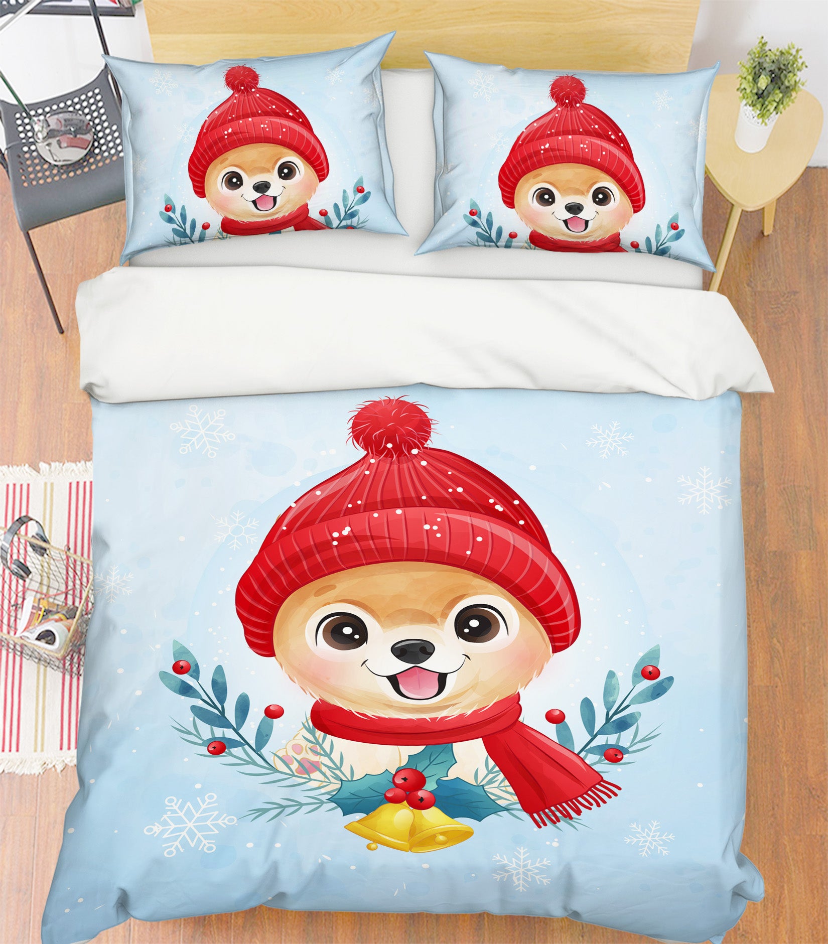 3D Red Hat Dog 63201 Bed Pillowcases Quilt