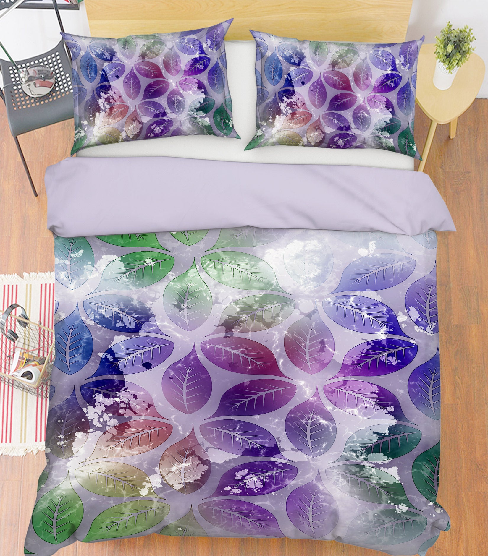 3D Purple Leaves 14080 Bed Pillowcases Quilt