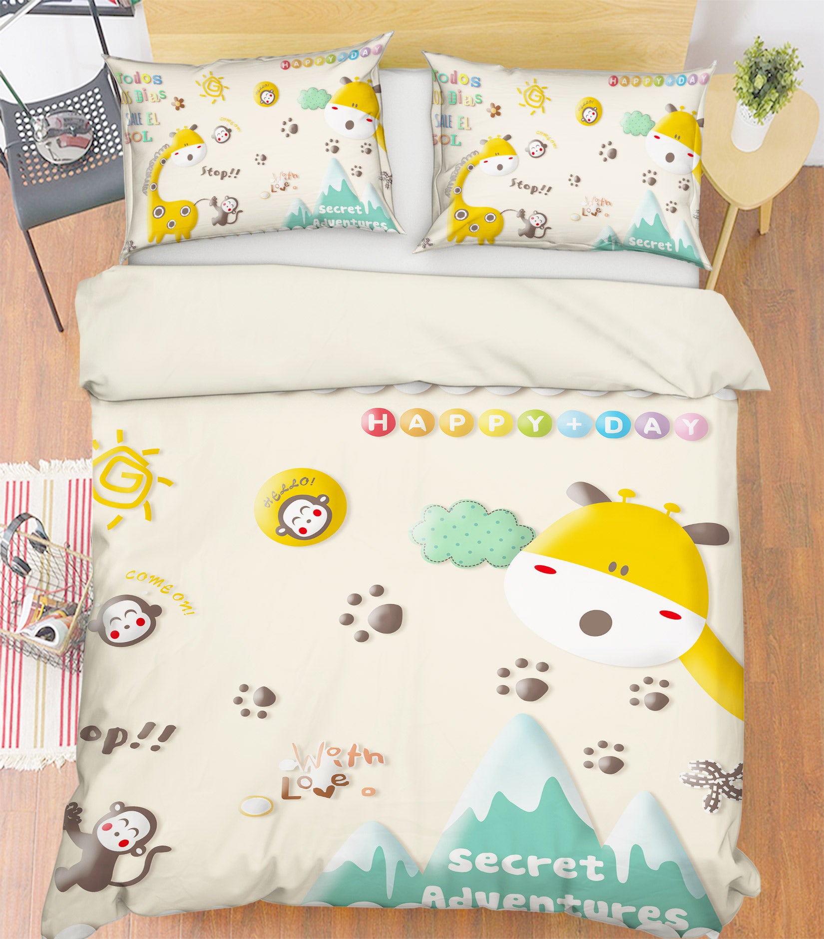 3D Giraffe Footprint 13126 Bed Pillowcases Quilt