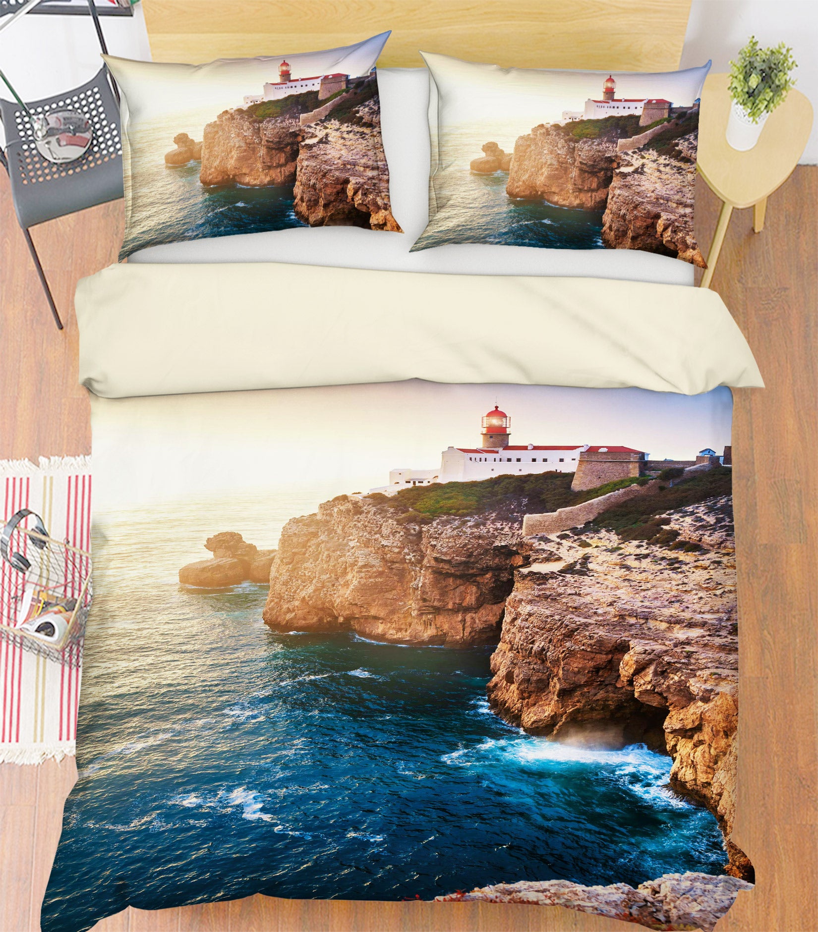 3D Ocean Lighthouse 15186 Bed Pillowcases Quilt