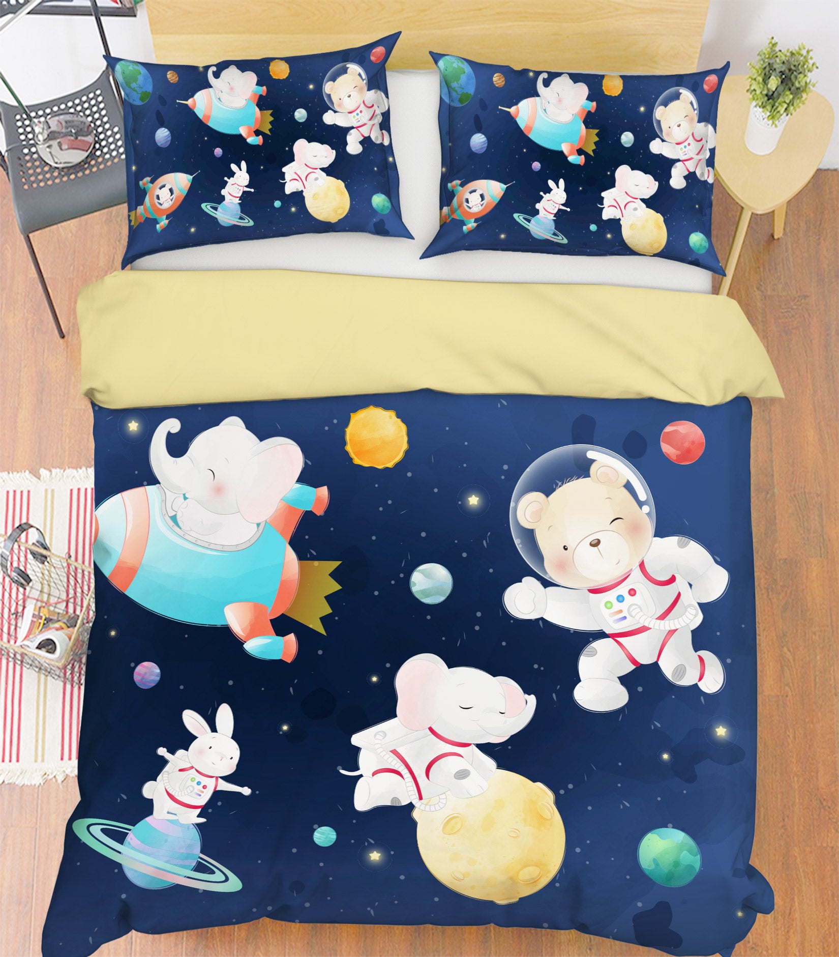3D Bear Astronaut Planet 59234 Bed Pillowcases Quilt