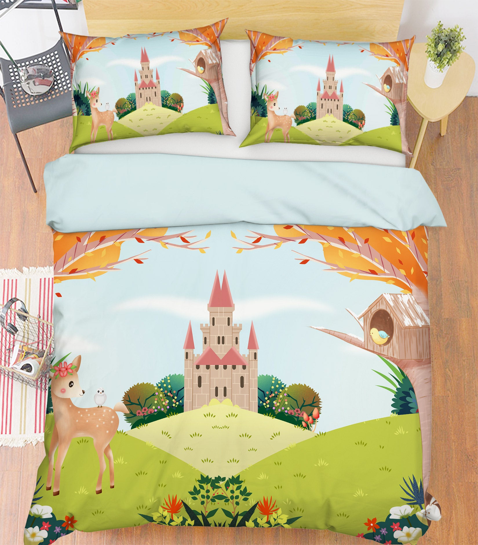 3D Castle Grassland 13078 Bed Pillowcases Quilt