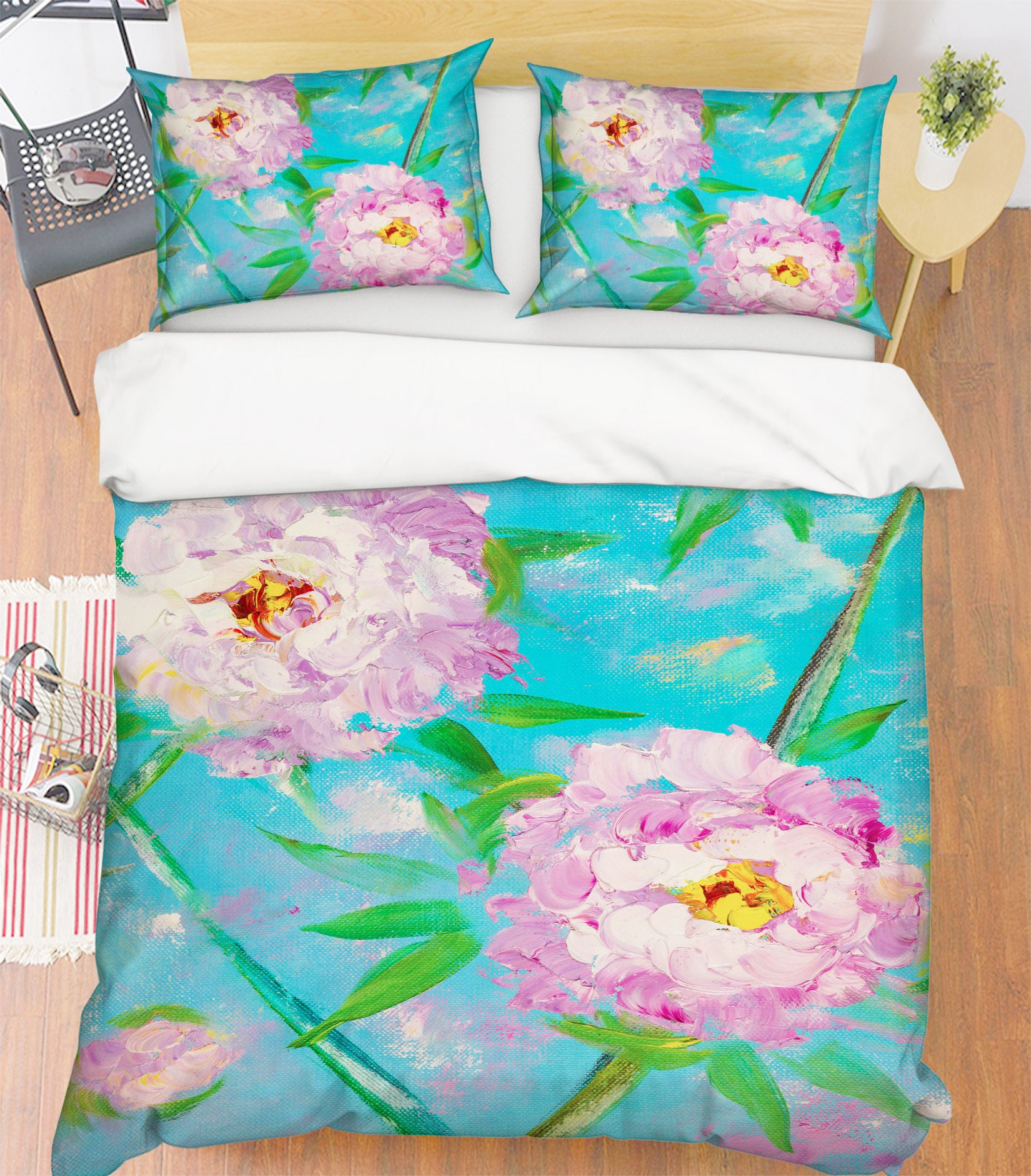 3D Pink Flower Leaves 546 Skromova Marina Bedding Bed Pillowcases Quilt