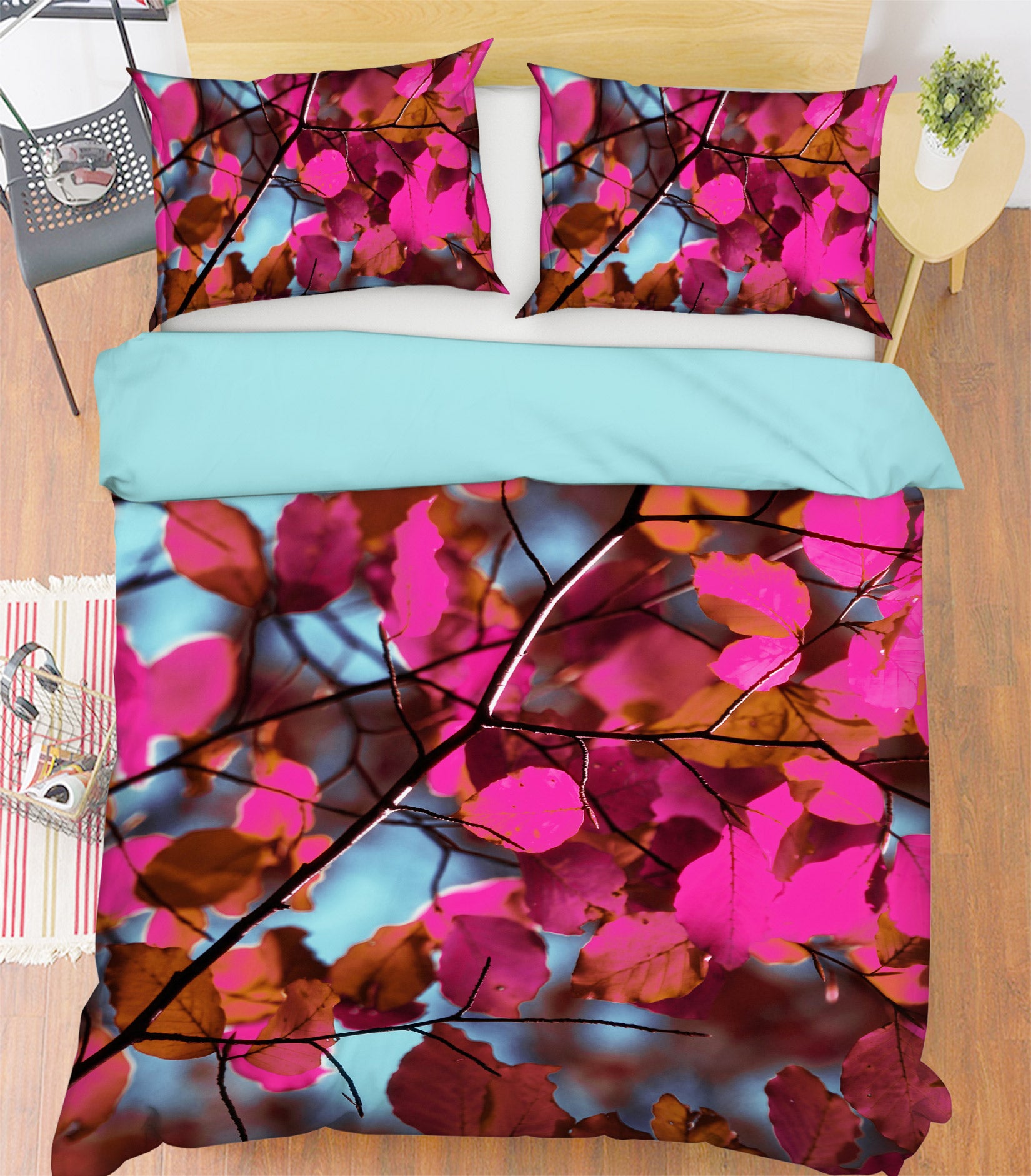 3D Red Leaves 13228 Bed Pillowcases Quilt