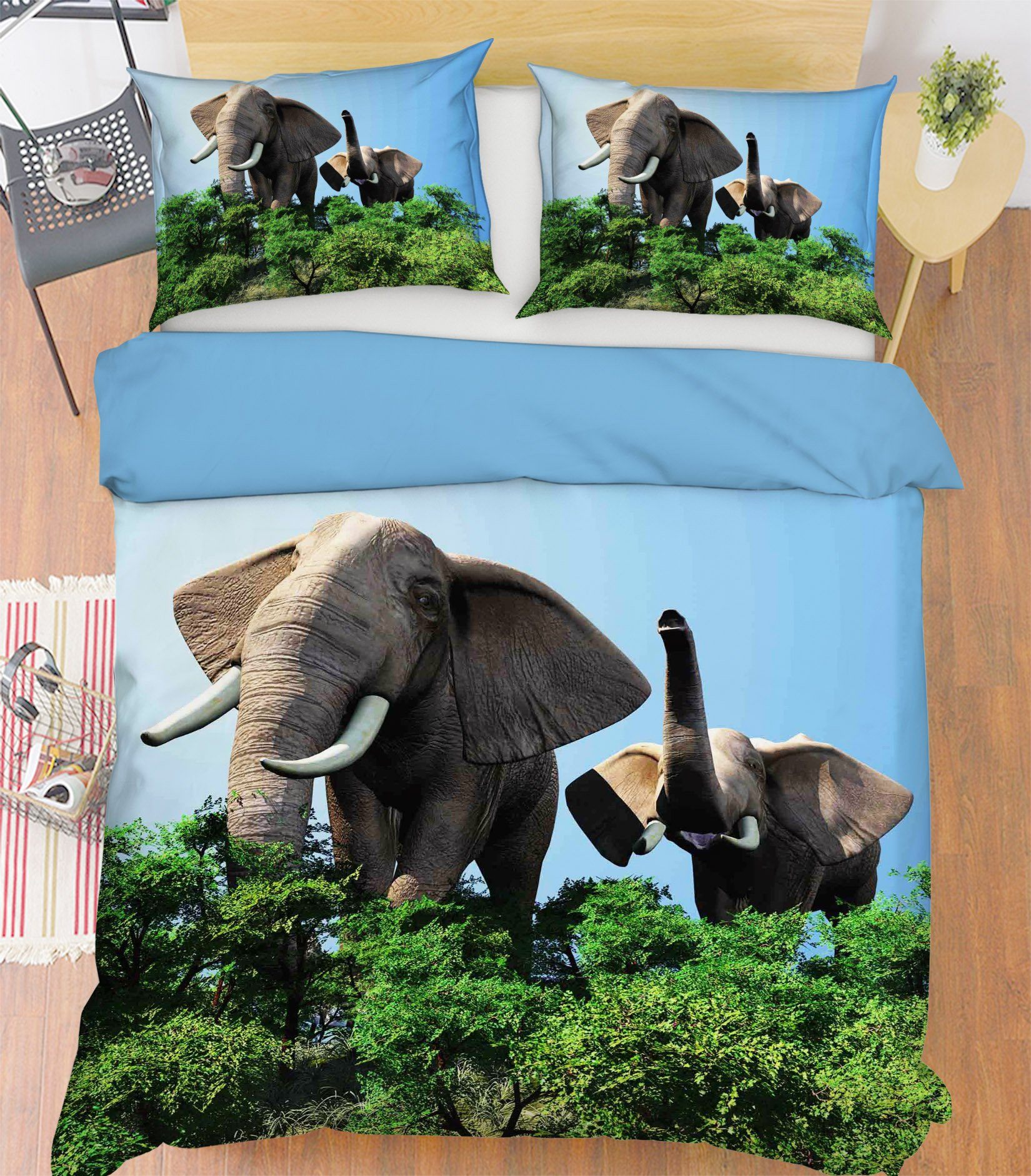 3D Elephant Mountain 003 Bed Pillowcases Quilt Wallpaper AJ Wallpaper 