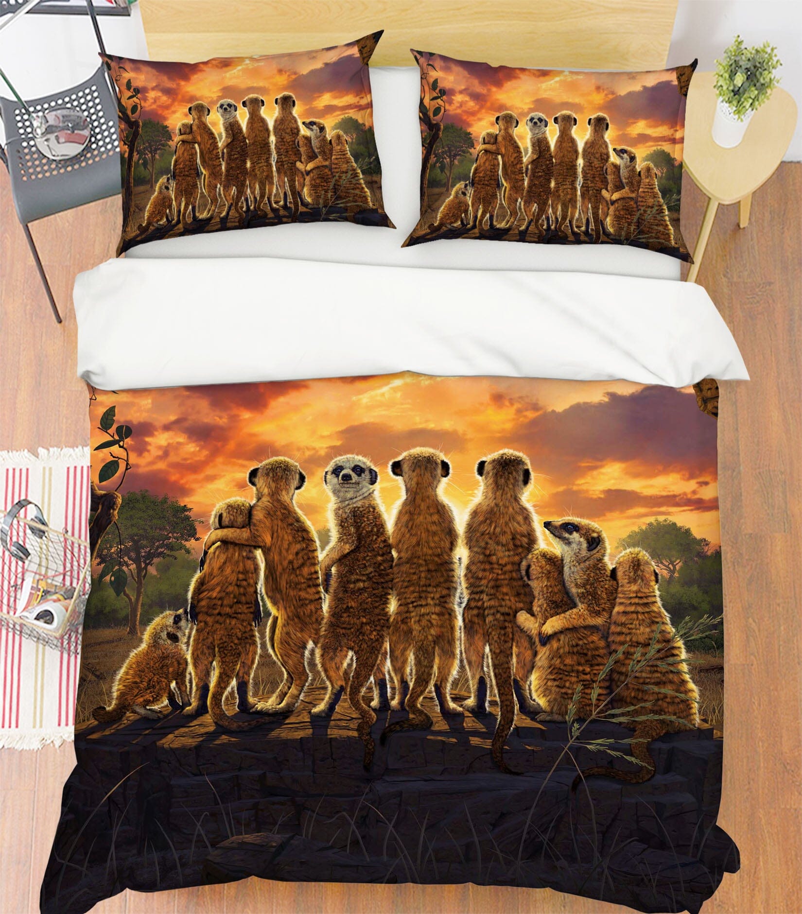 3D Meerkats Def 060 Bed Pillowcases Quilt Exclusive Designer Vincent Quiet Covers AJ Creativity Home 