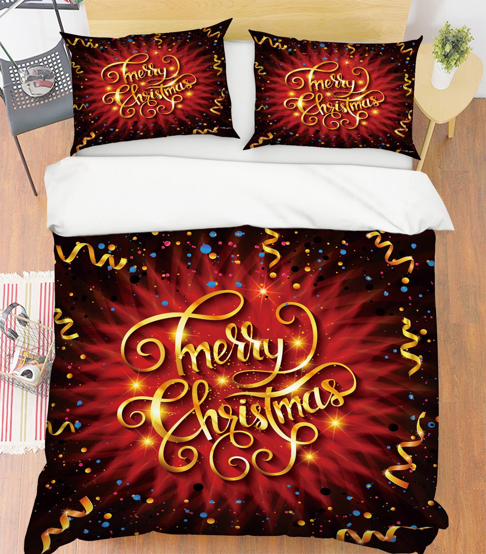 3D Golden Bar 51150 Christmas Quilt Duvet Cover Xmas Bed Pillowcases