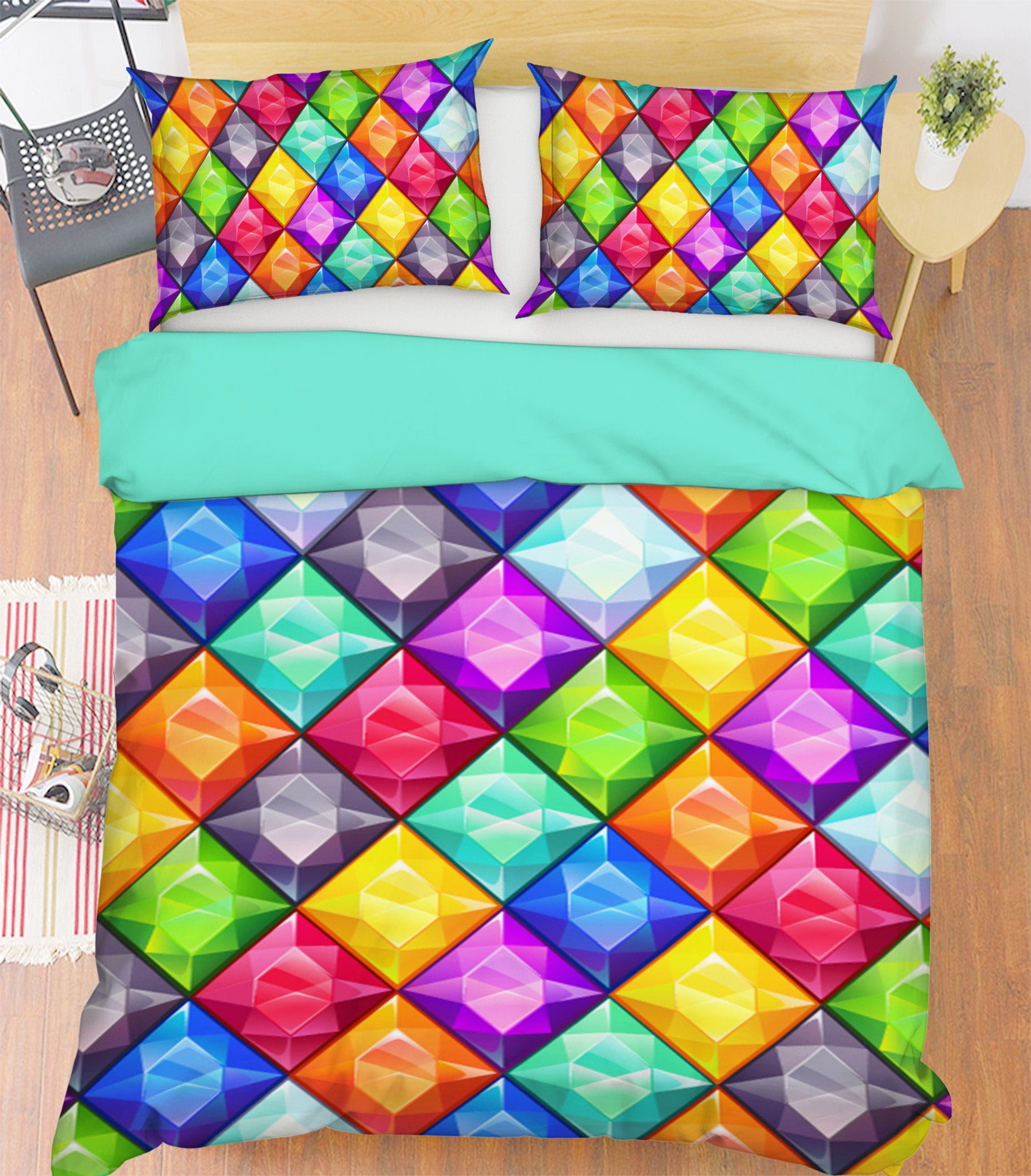 3D Color Rhombus 13206 Bed Pillowcases Quilt