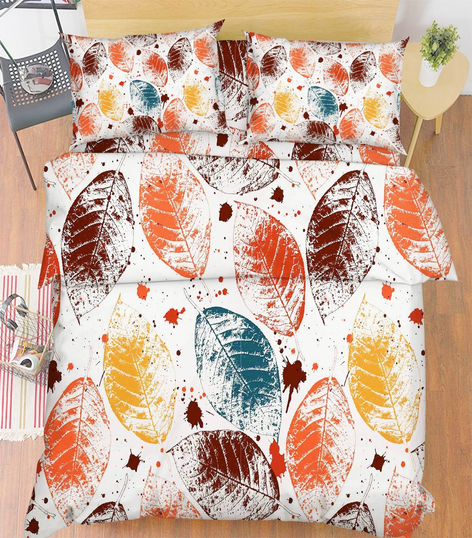 3D Leaves Pattern 92 Bed Pillowcases Quilt Wallpaper AJ Wallpaper 