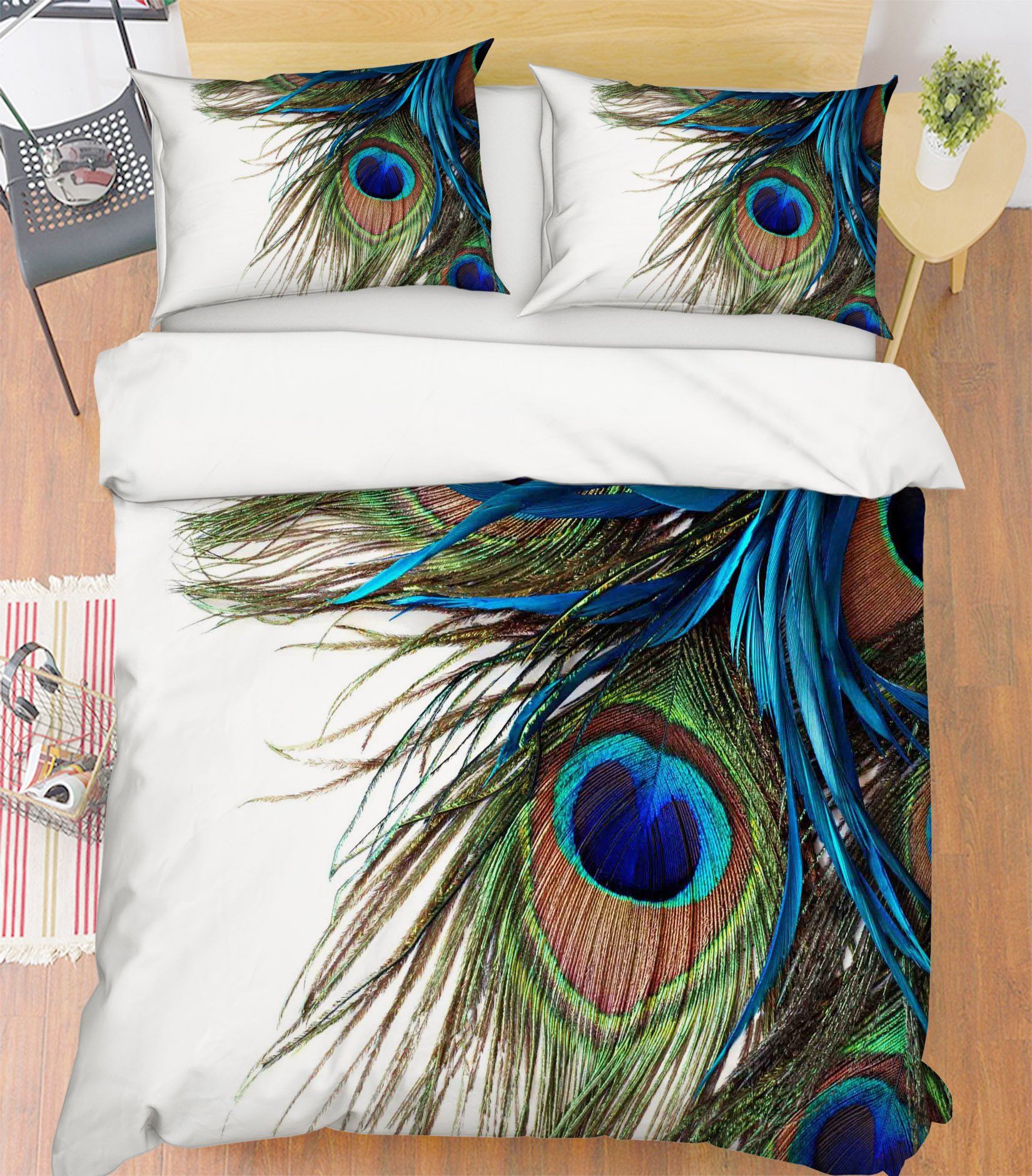 3D Peacock Feather 013 Bed Pillowcases Quilt Wallpaper AJ Wallpaper 