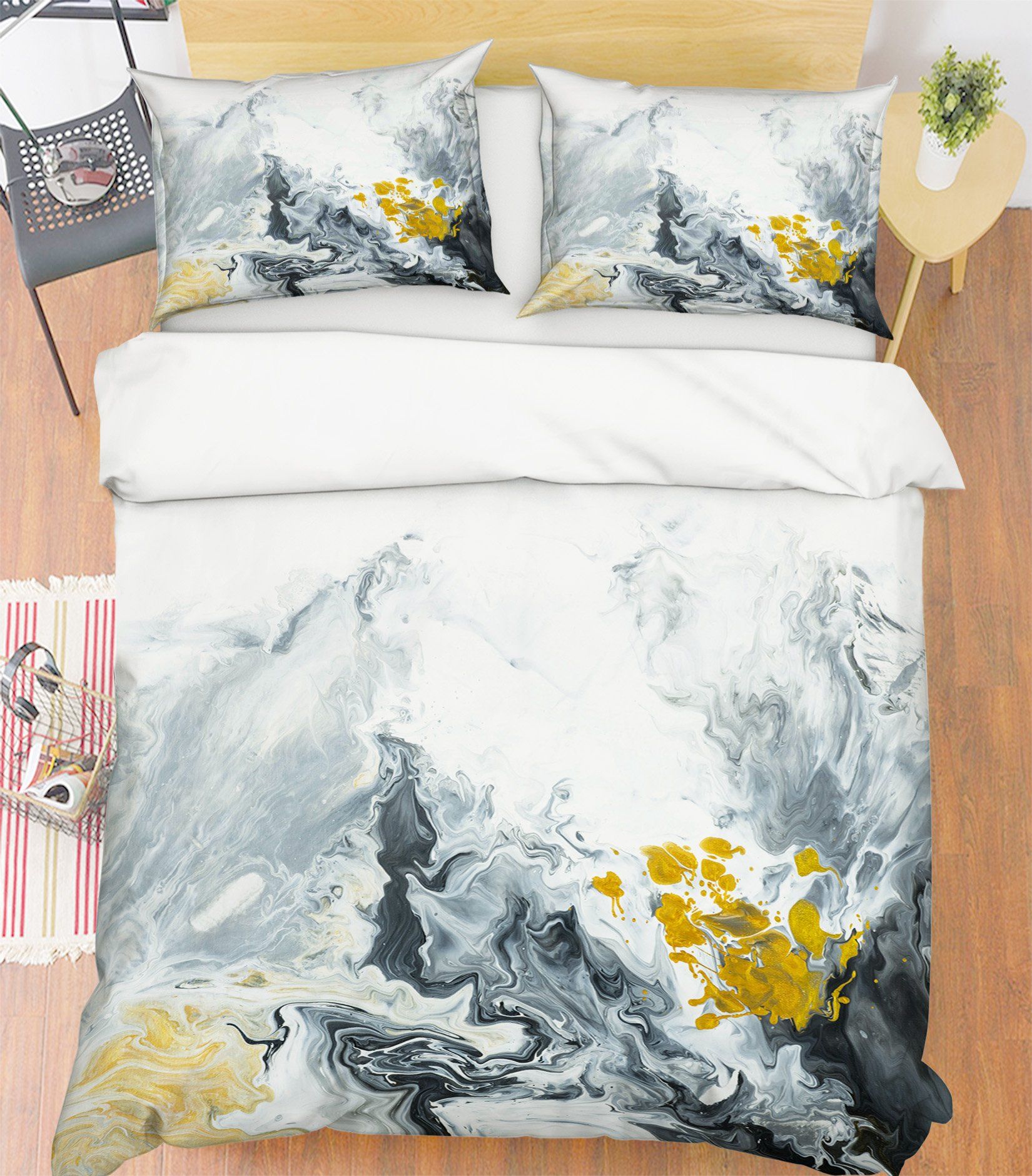 3D Pigment Gray Abstraction 067 Bed Pillowcases Quilt Wallpaper AJ Wallpaper 