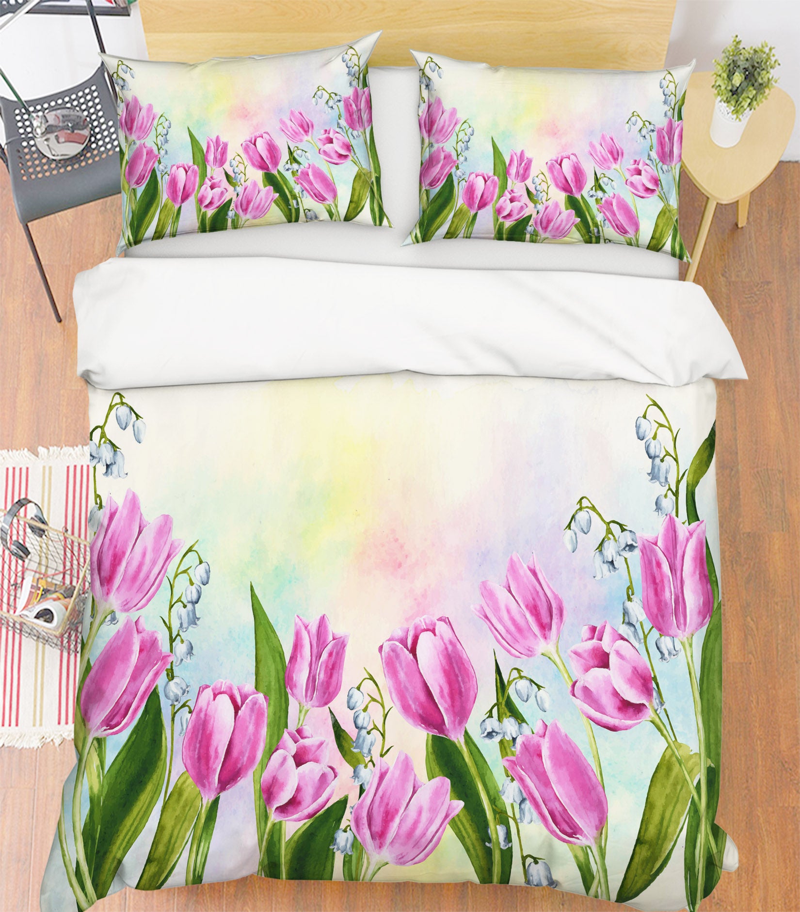 3D Purple Tulip 60186 Bed Pillowcases Quilt
