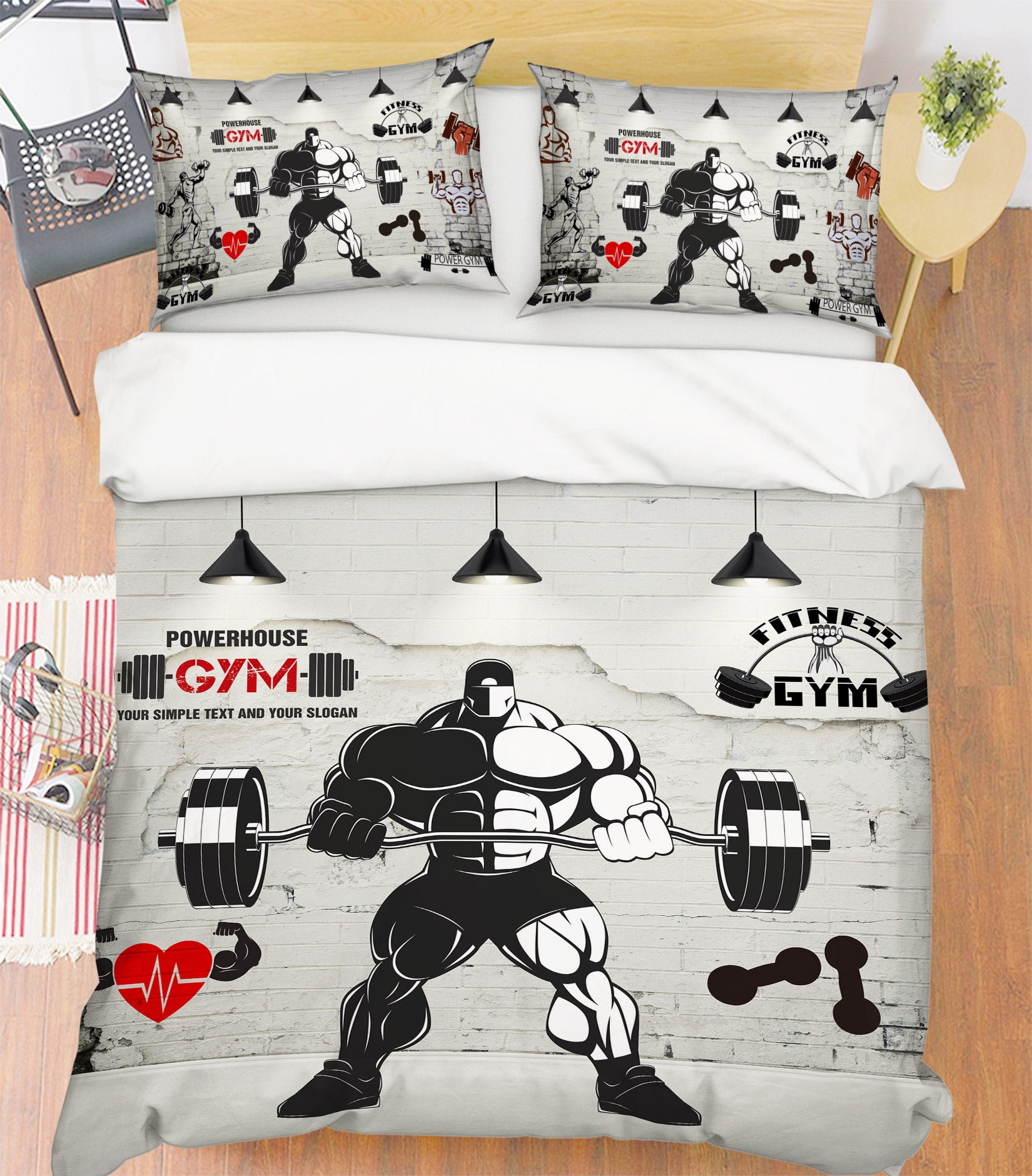 3D Men Weightlifting 14127 Bed Pillowcases Quilt