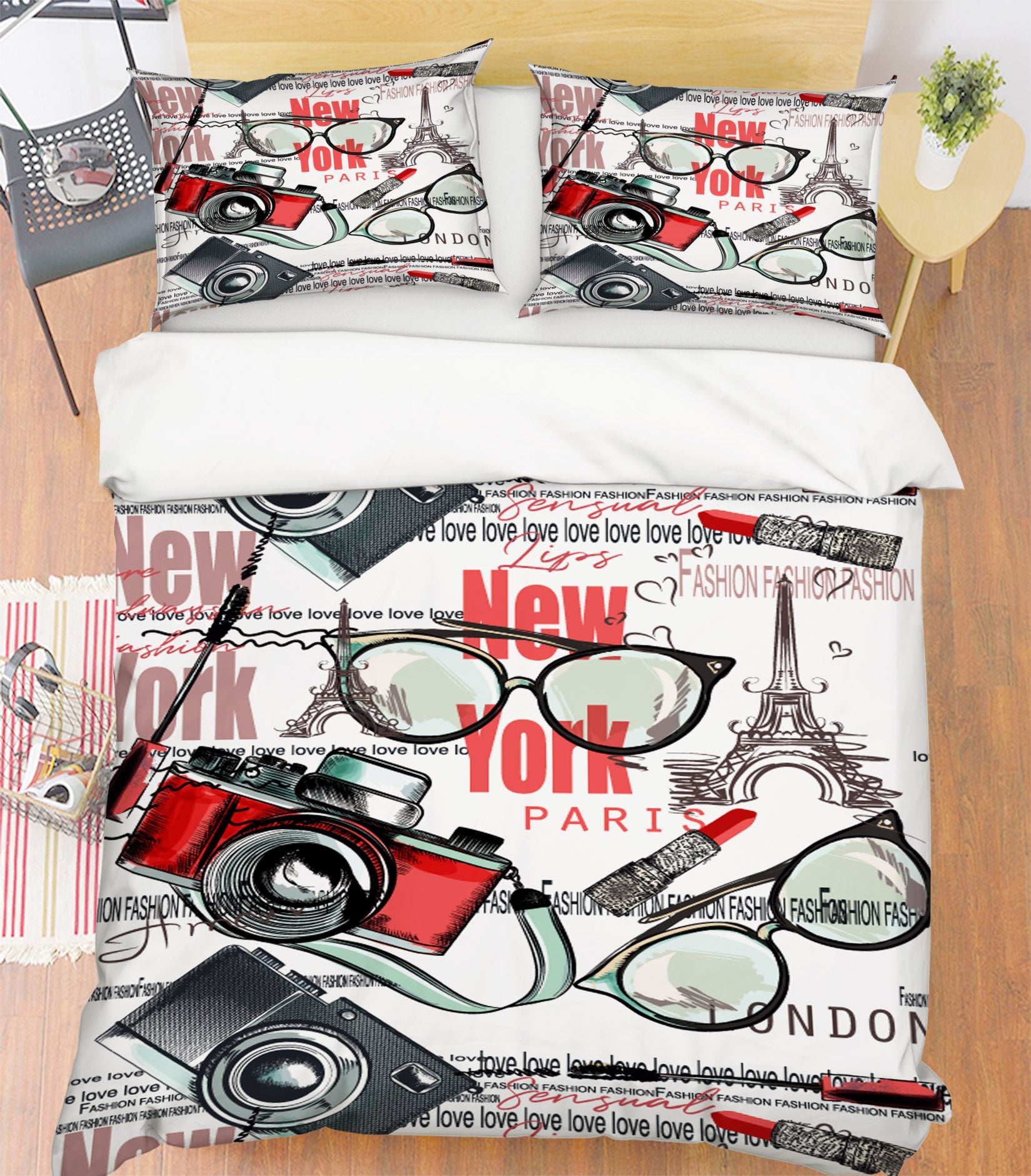 3D Camera Sunglasses 15019 Bed Pillowcases Quilt