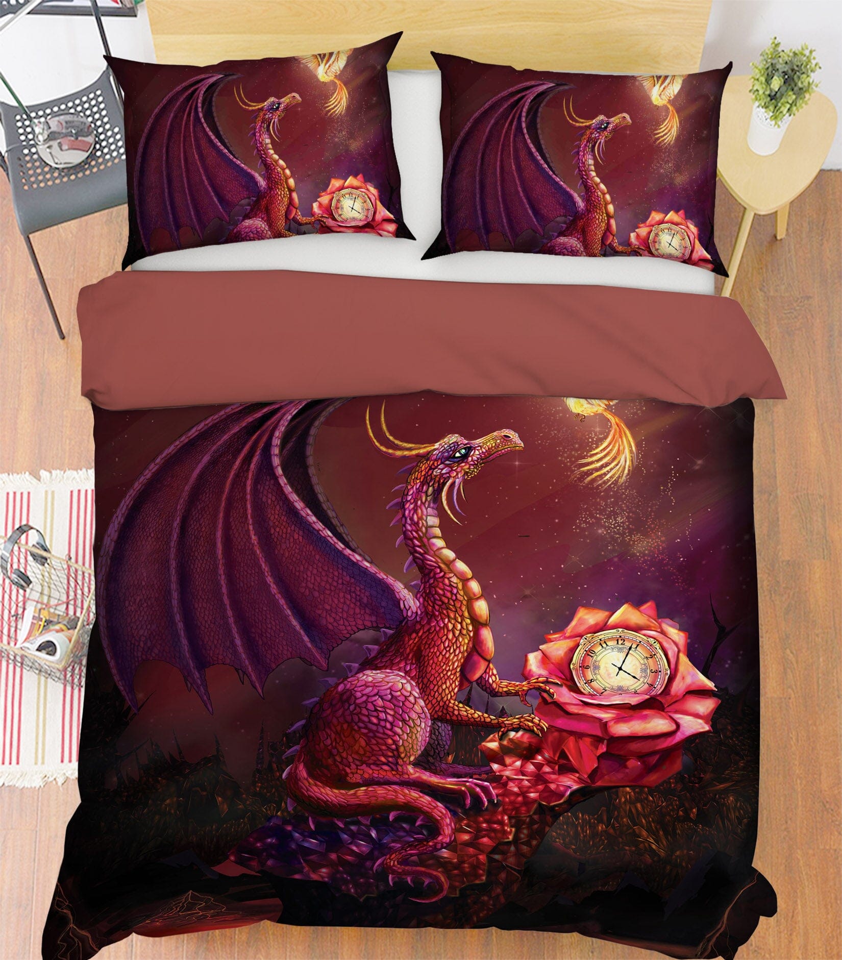 3D Phoenix Dragon 127 Rose Catherine Khan Bedding Bed Pillowcases Quilt Quiet Covers AJ Creativity Home 