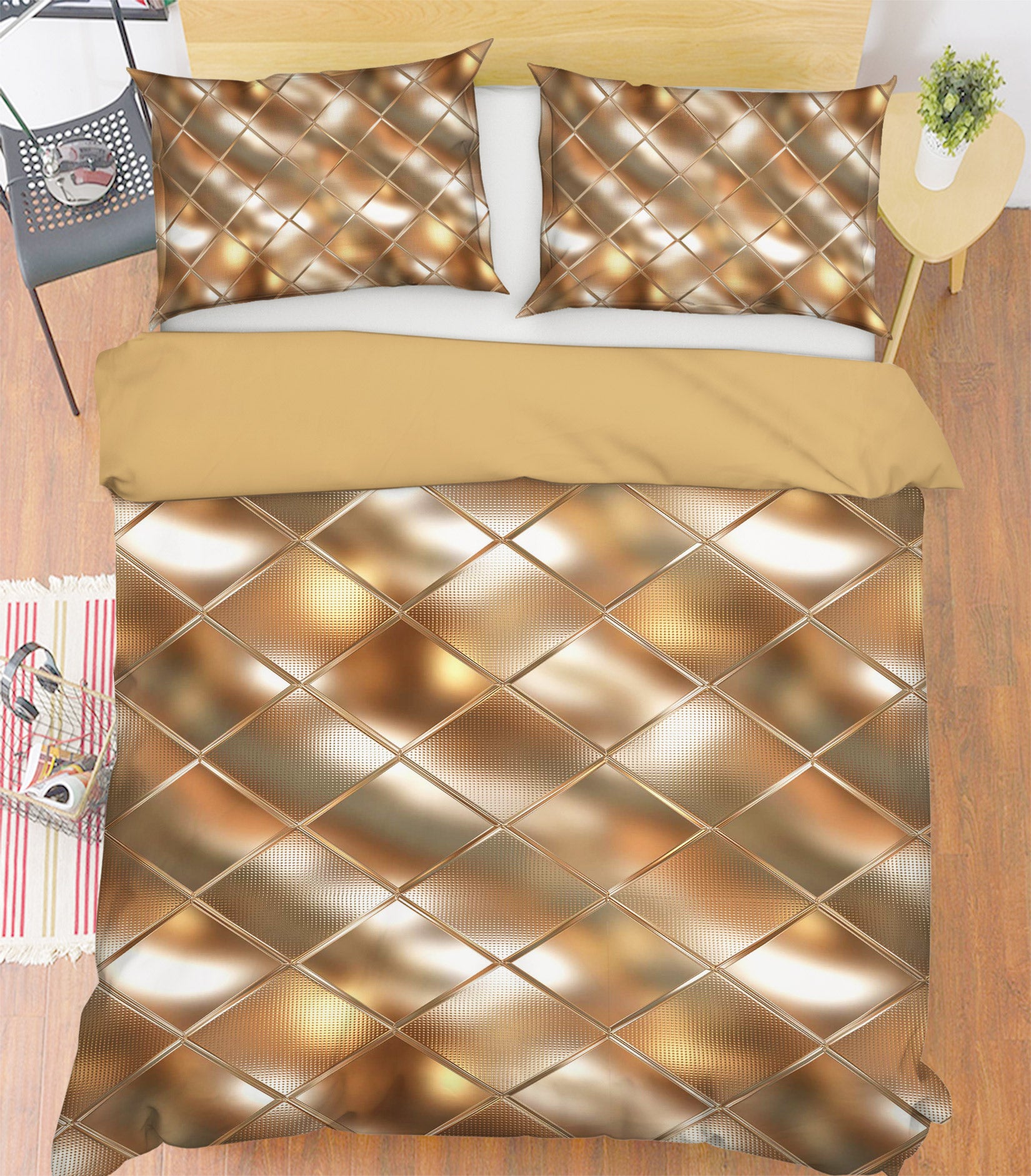 3D Golden Net 13197 Bed Pillowcases Quilt