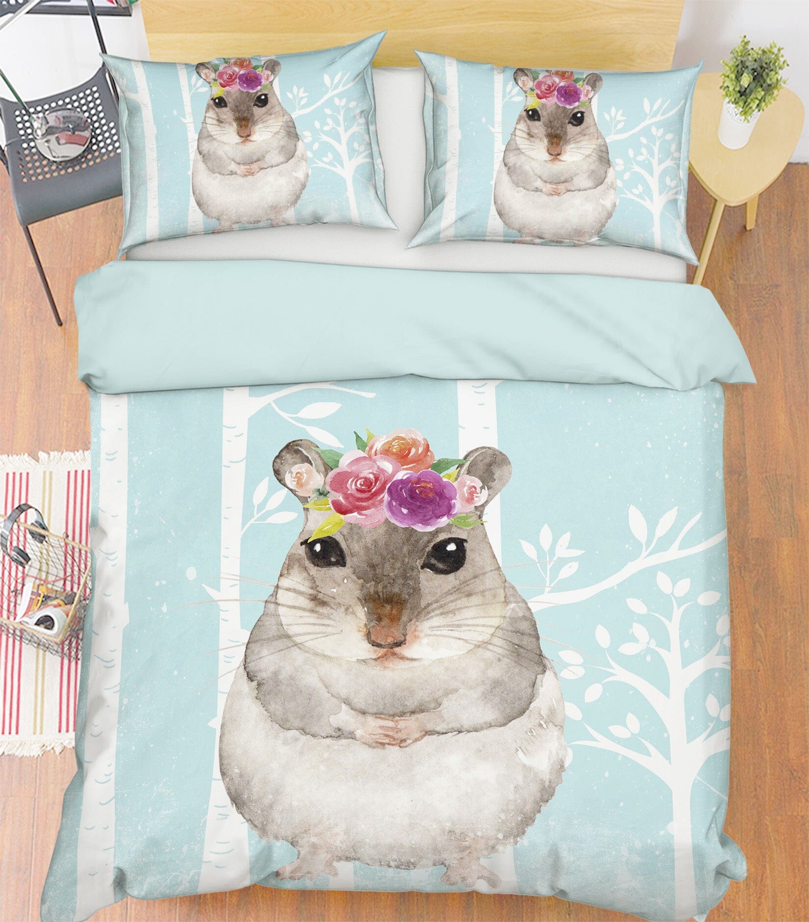 3D Squirrel Flower 251 Uta Naumann Bedding Bed Pillowcases Quilt Quiet Covers AJ Creativity Home 