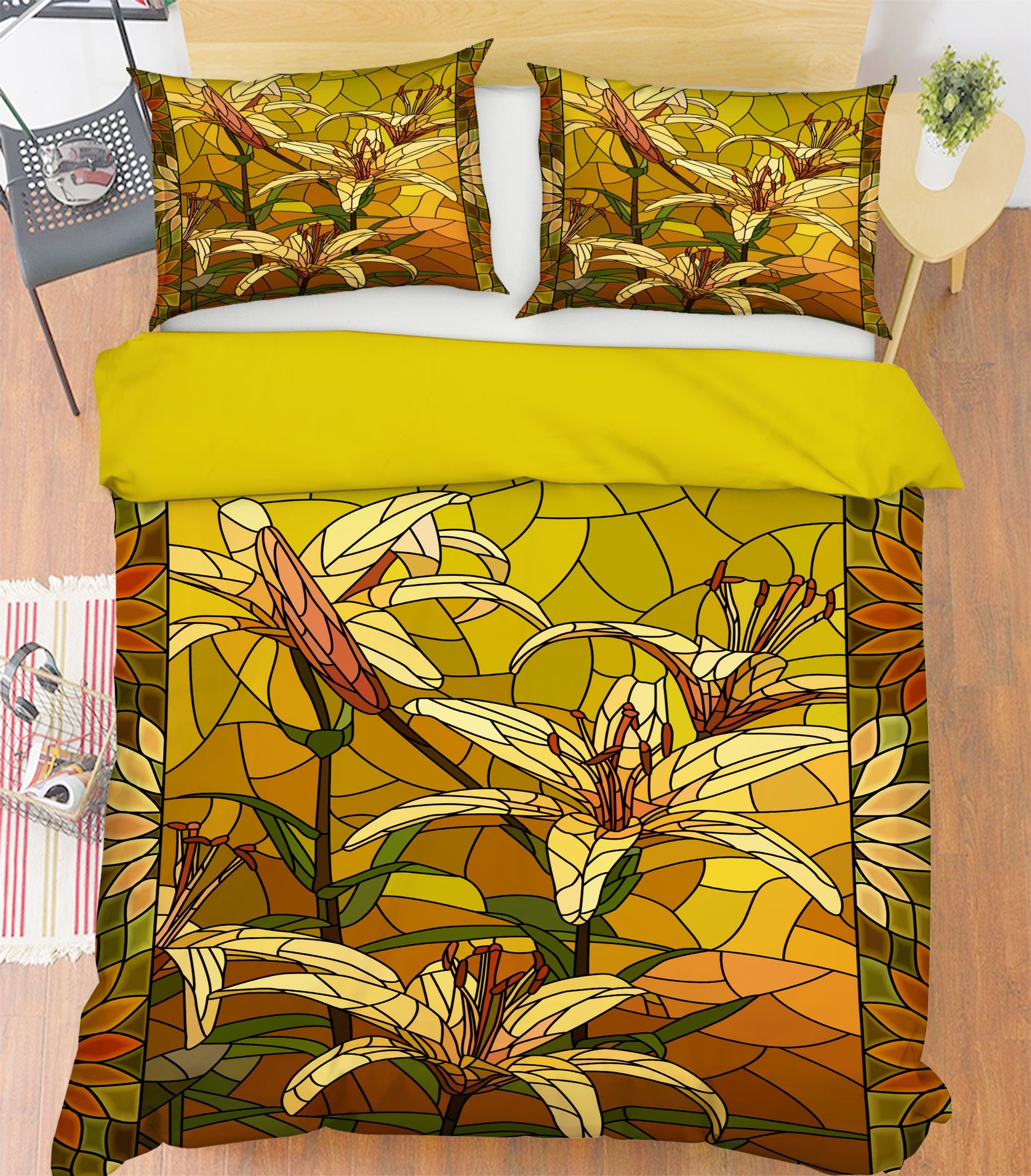 3D Yellow Flowers 14032 Bed Pillowcases Quilt