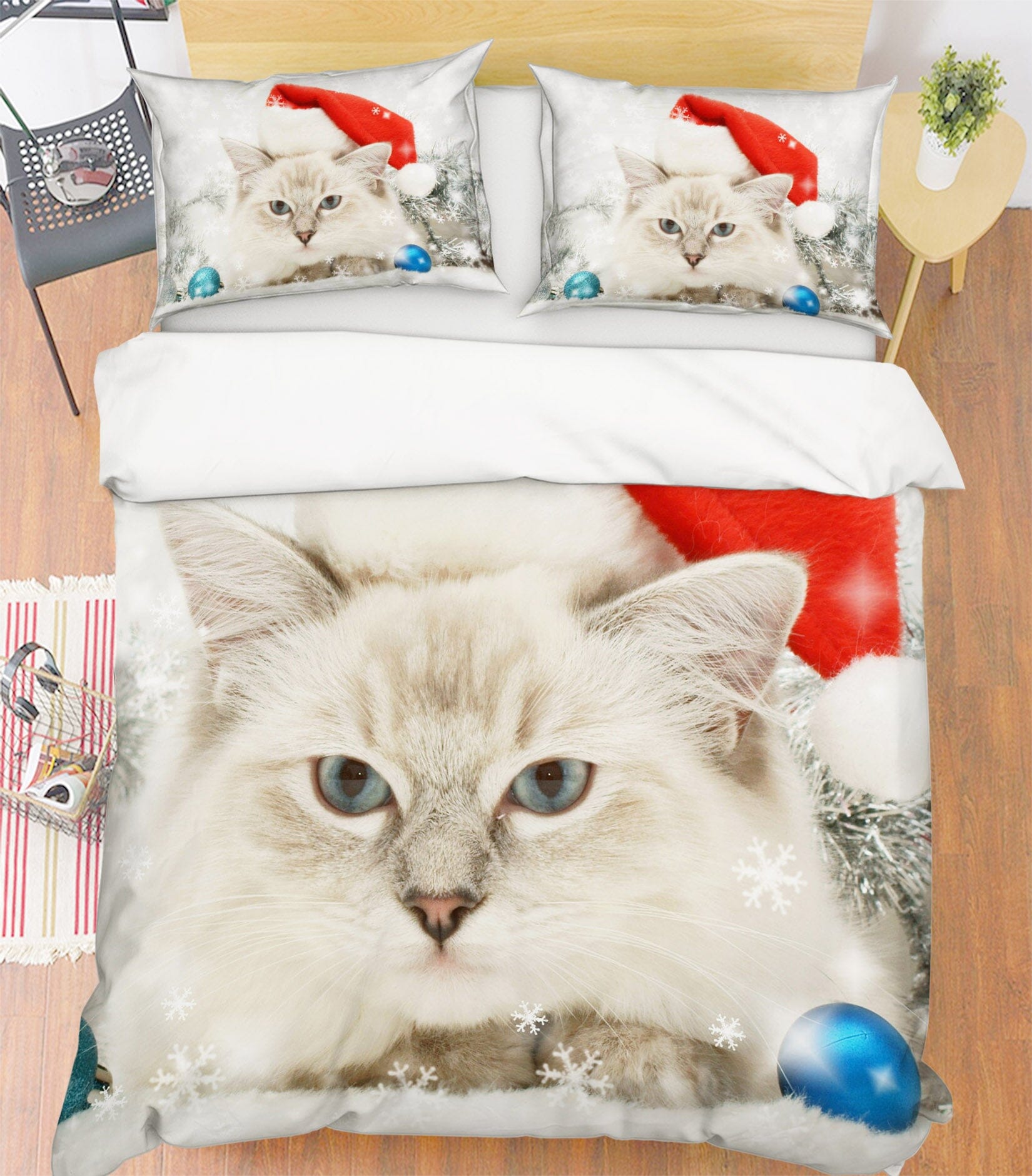 3D White Cat 1908 Bed Pillowcases Quilt Quiet Covers AJ Creativity Home 