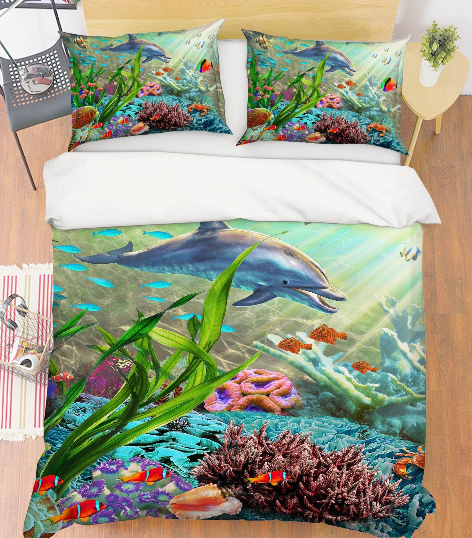 3D Cute Dolphin 2115 Adrian Chesterman Bedding Bed Pillowcases Quilt Quiet Covers AJ Creativity Home 