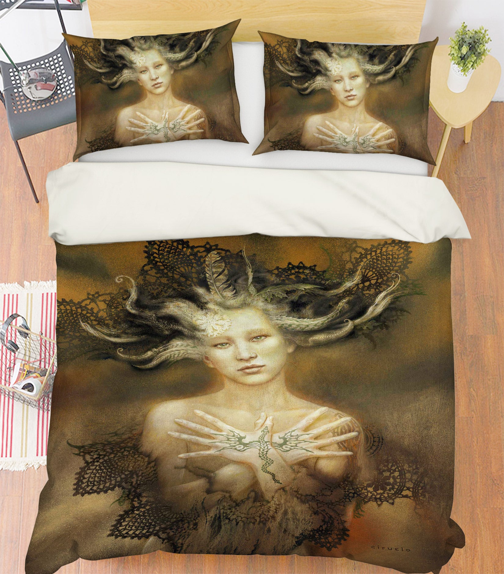 3D Dragon Woman 7028 Ciruelo Bedding Bed Pillowcases Quilt