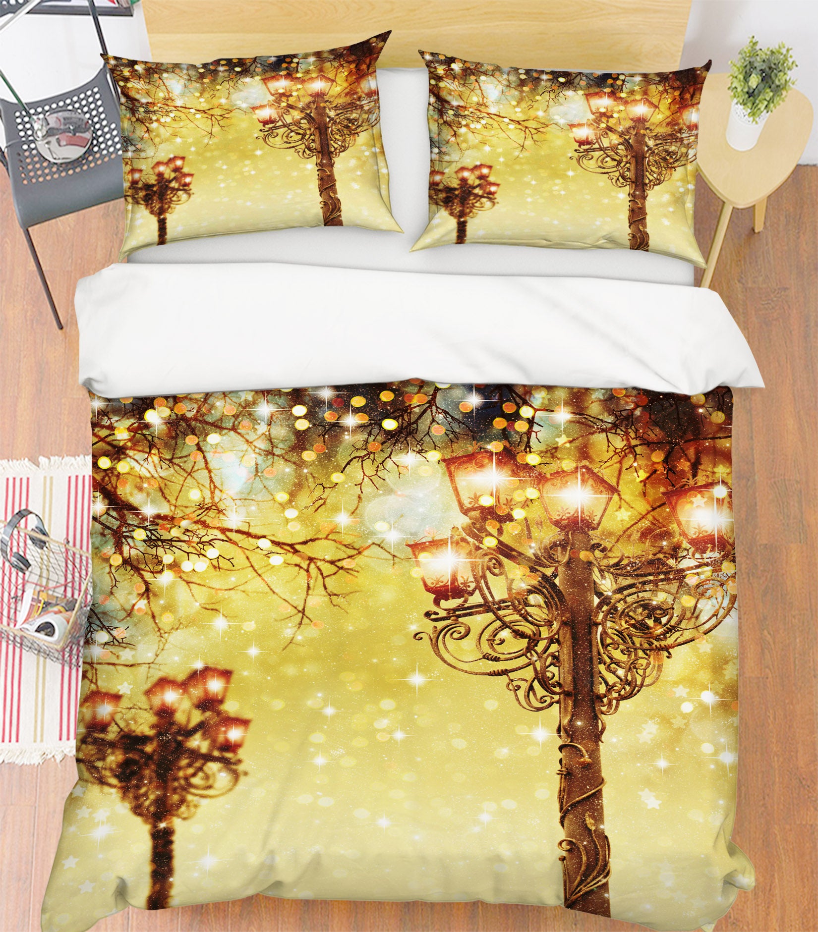 3D Street Lamp 51086 Christmas Quilt Duvet Cover Xmas Bed Pillowcases