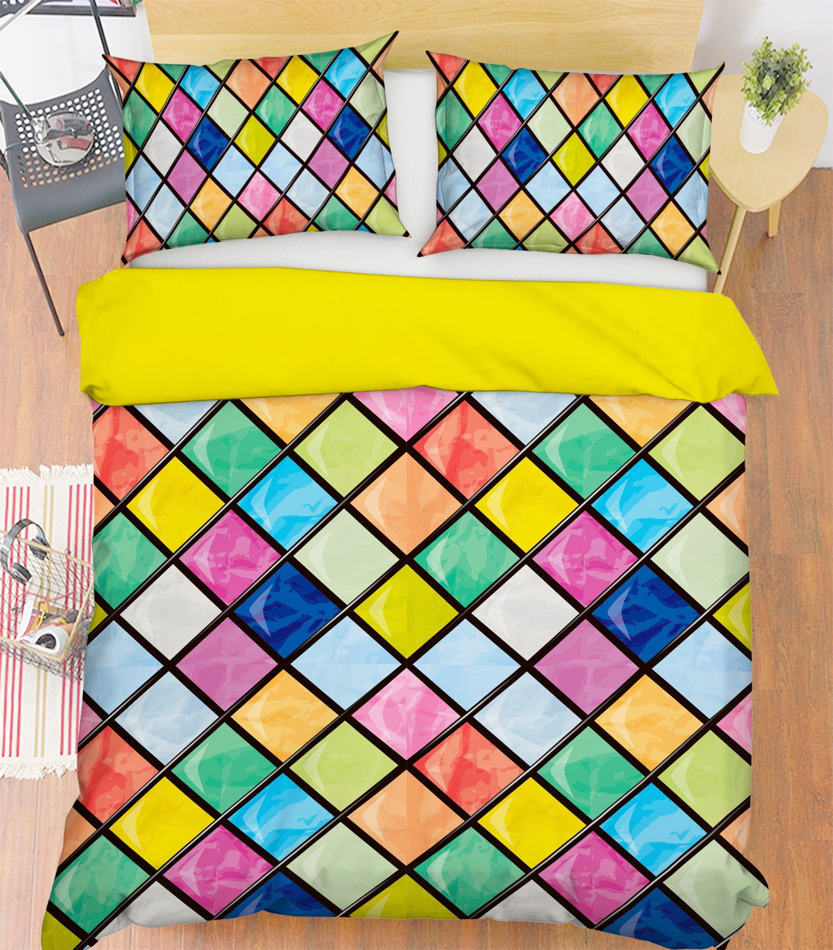 3D Color Rhombus 13188 Bed Pillowcases Quilt