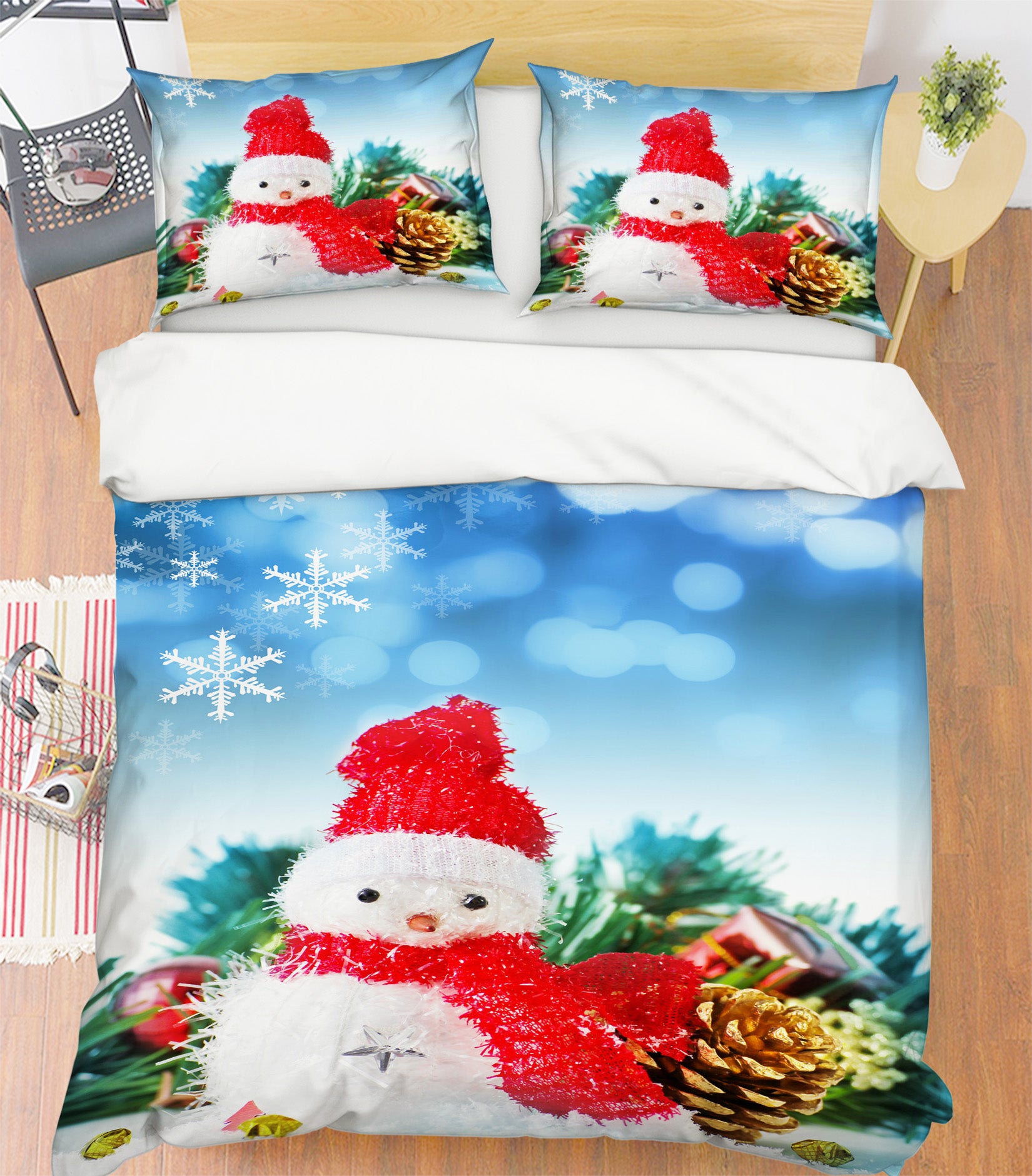 3D Snowman Doll 51079 Christmas Quilt Duvet Cover Xmas Bed Pillowcases