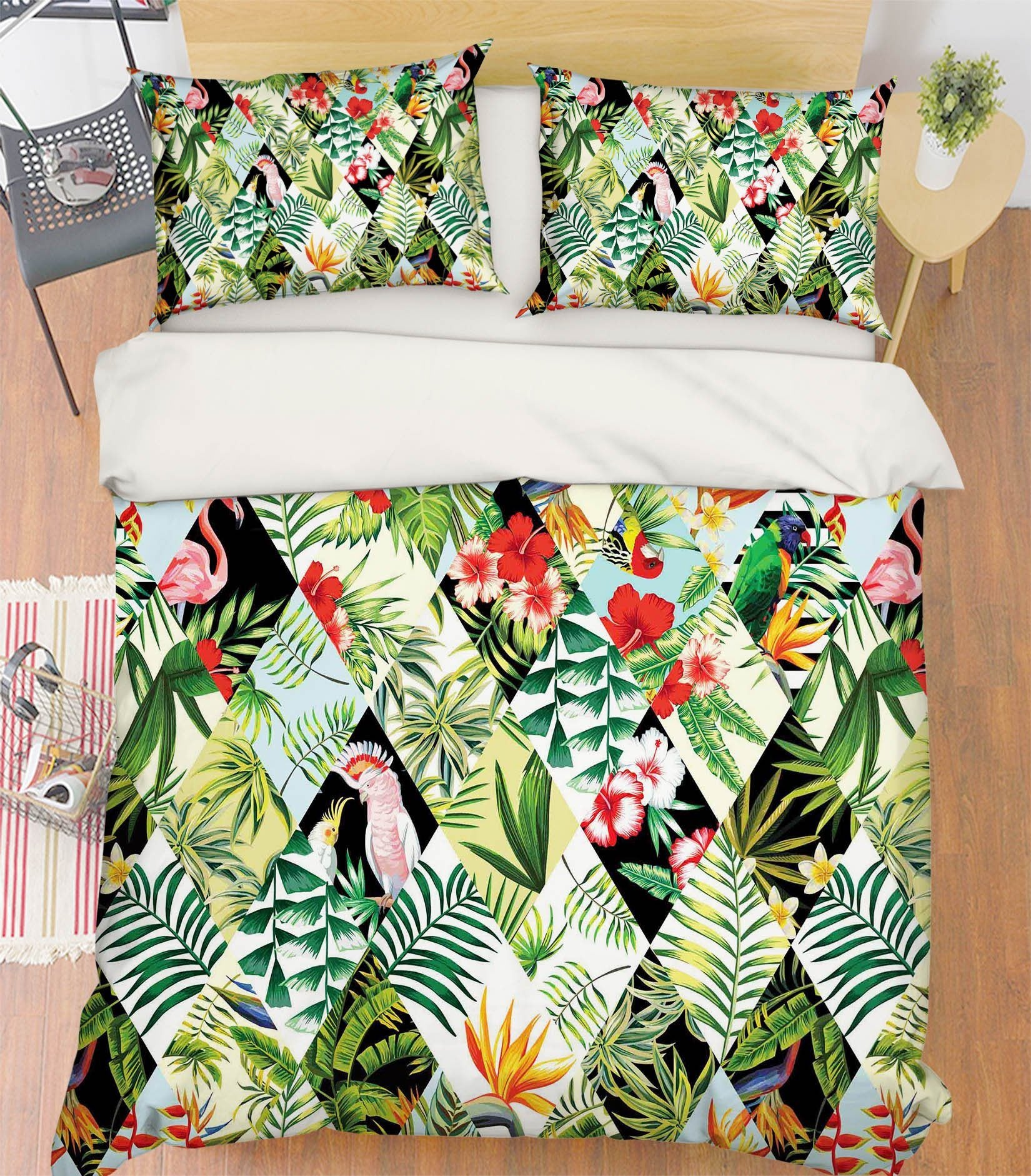 3D Flowers Leaves Birds Twill 198 Bed Pillowcases Quilt Wallpaper AJ Wallpaper 