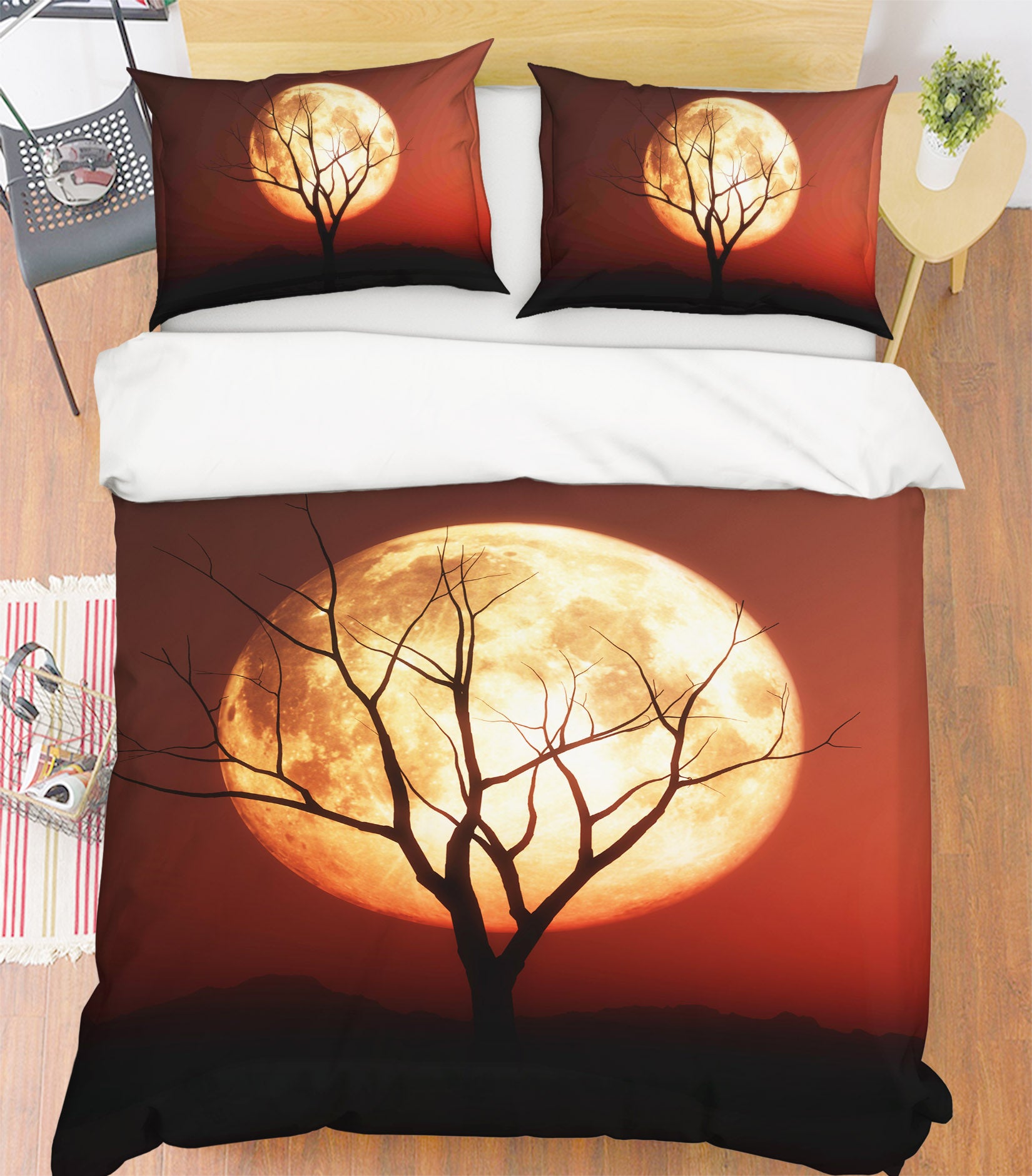 3D Moon Dead Tree 61027 Bed Pillowcases Quilt