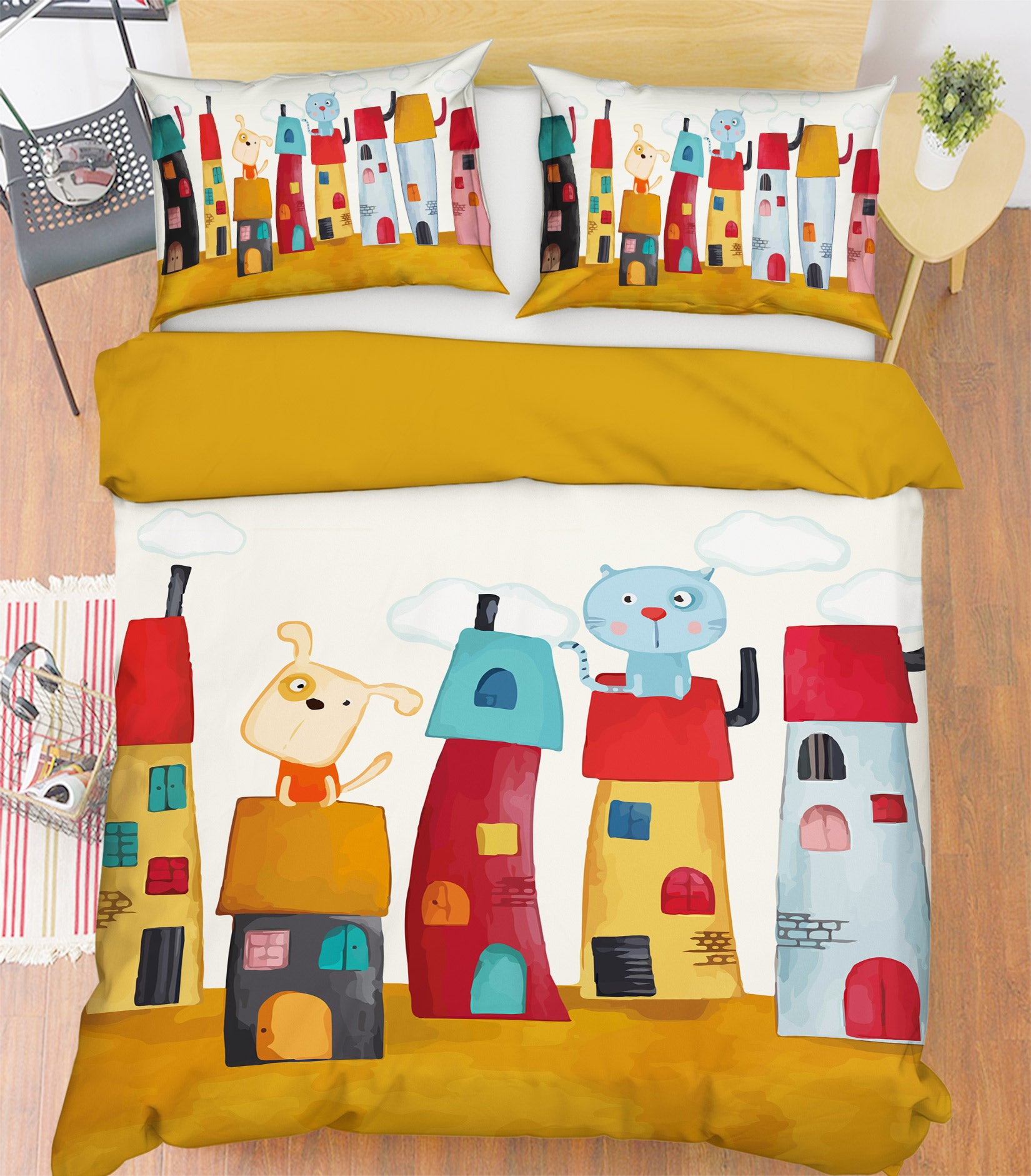 3D Cartoon House Cat 13106 Bed Pillowcases Quilt