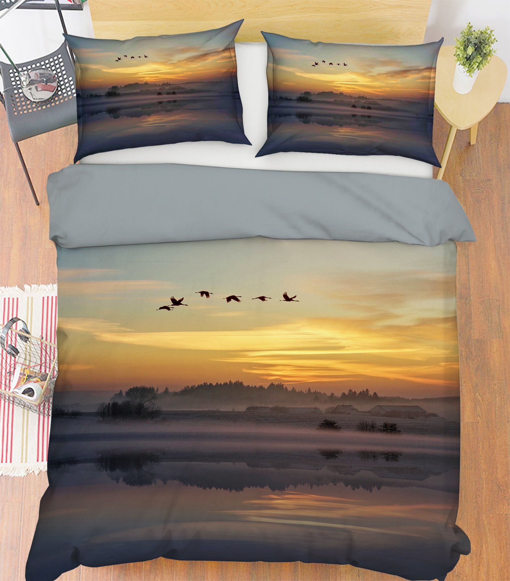 3D Sunset Bird 1996 Bed Pillowcases Quilt Quiet Covers AJ Creativity Home 