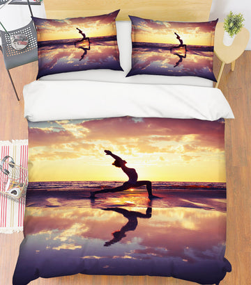 3D Yoga By The Sea 14141 Bed Pillowcases Quilt