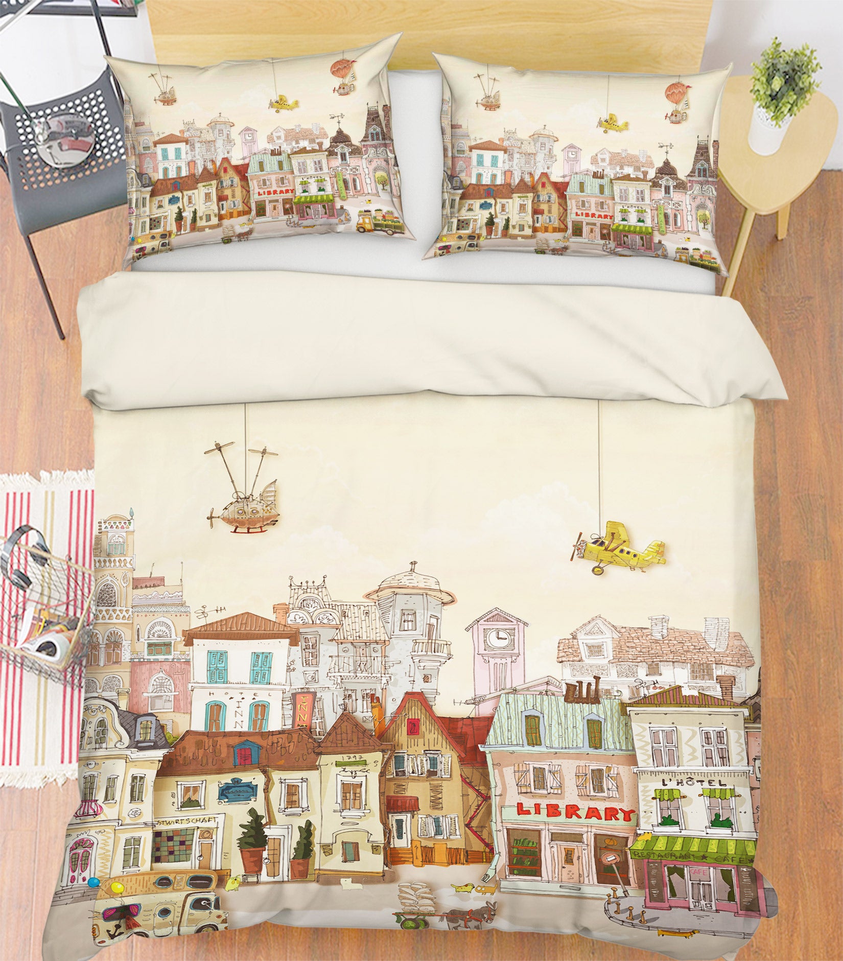3D Houses 13098 Bed Pillowcases Quilt